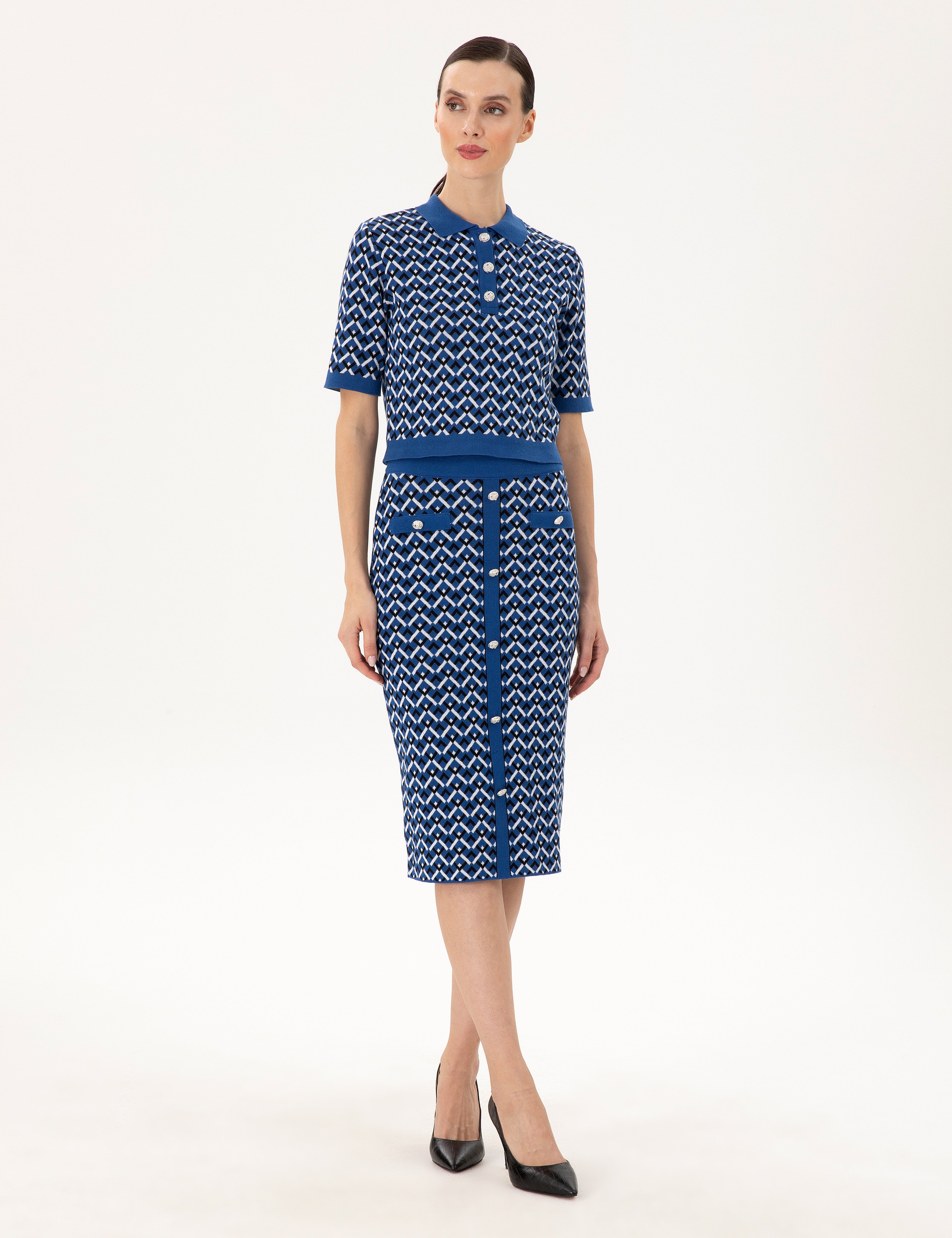 Saks Crop Top Polo Yaka Kazak