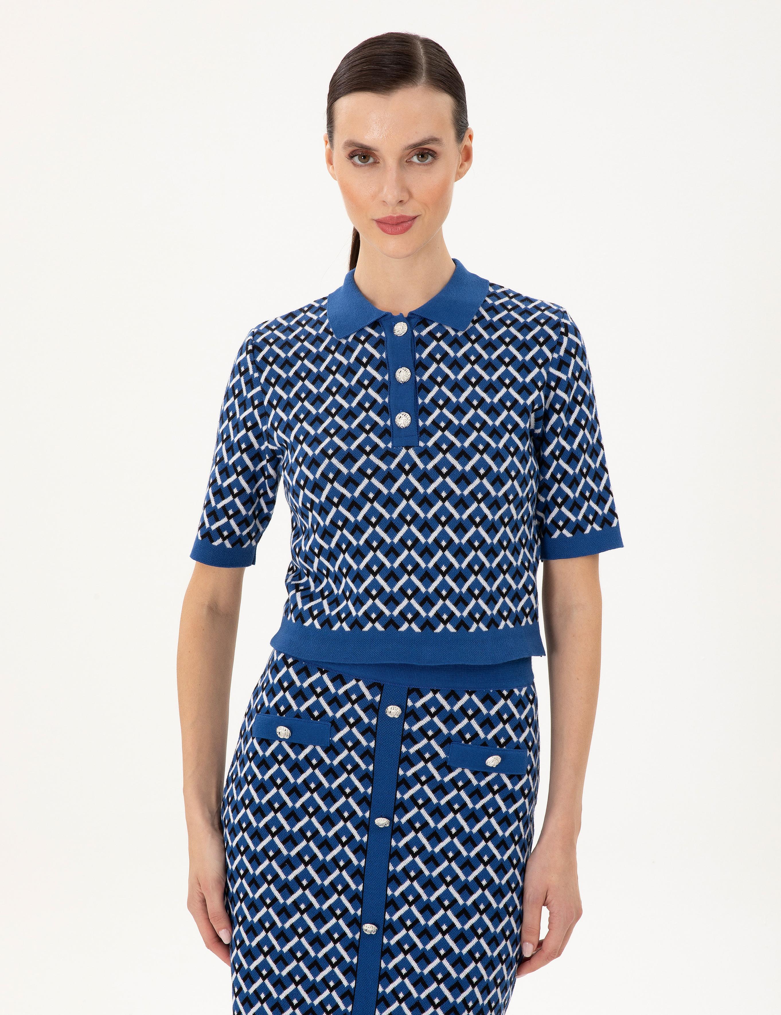 Saks Crop Top Polo Yaka Kazak