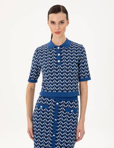 Saks Crop Top Polo Yaka Kazak