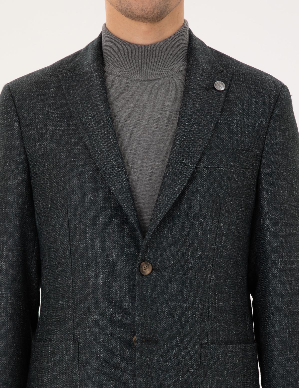 Koyu Yeşil Slim Fit Ceket - 50291934044