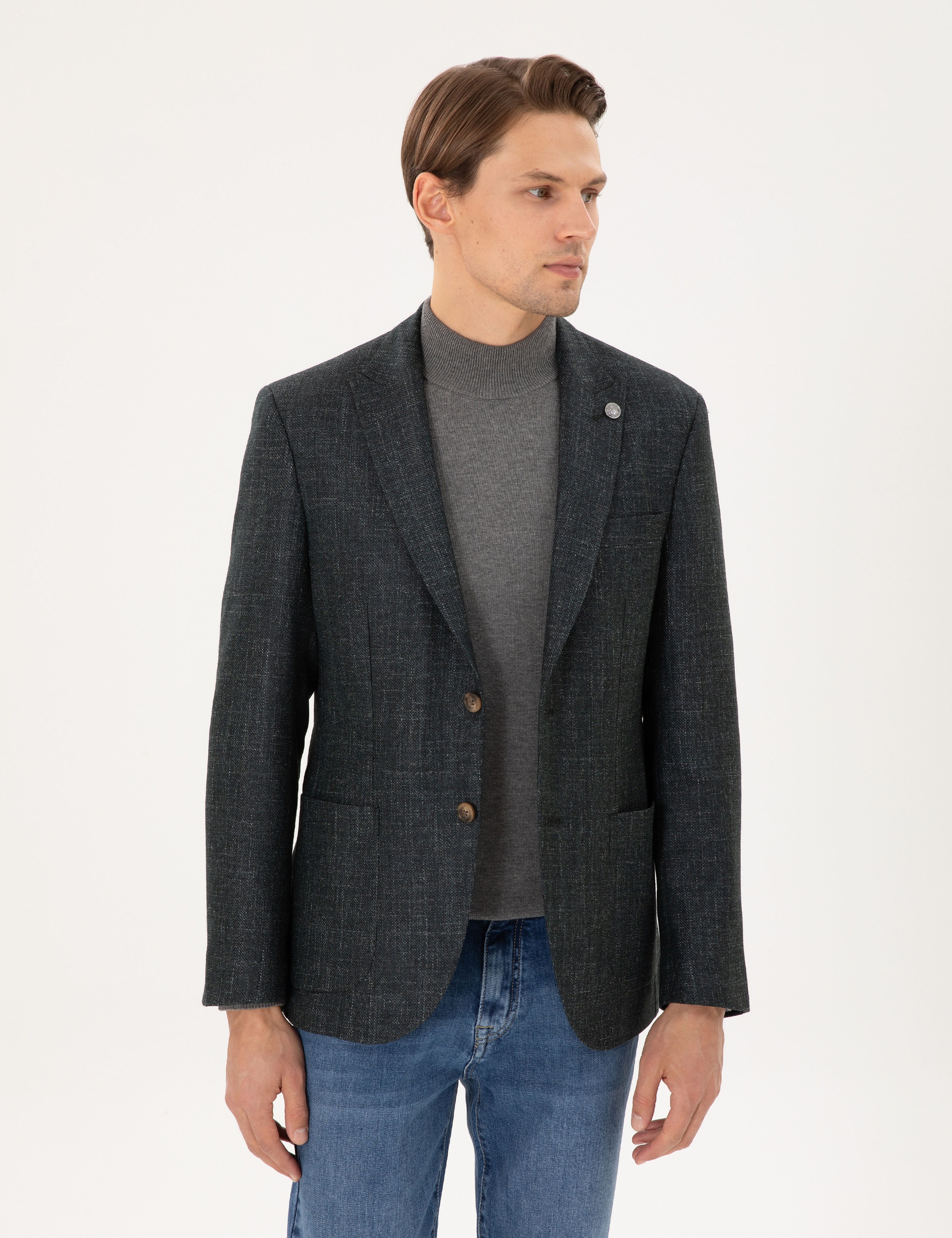 Koyu Yeşil Slim Fit Ceket - Image 1