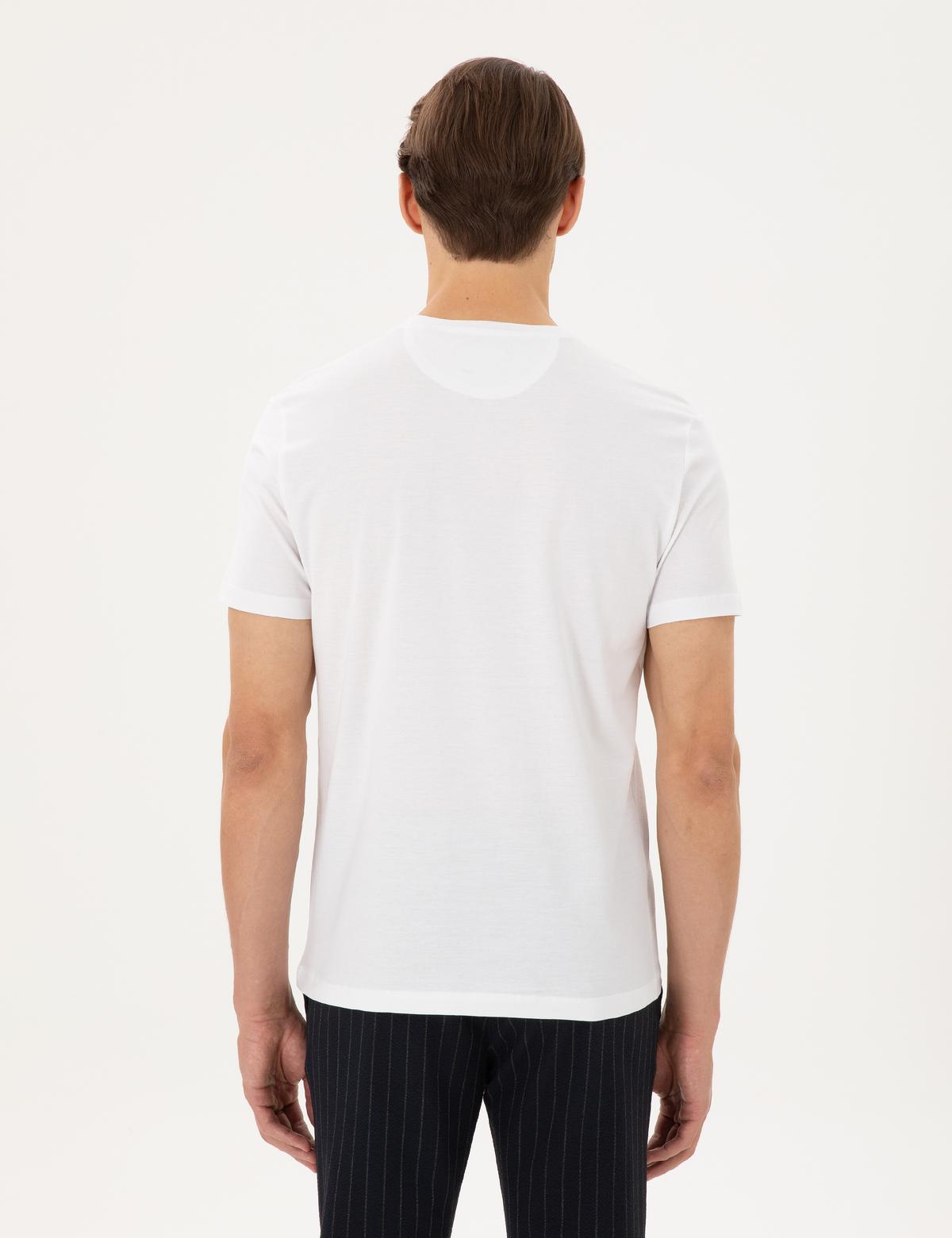 Beyaz Slim Fit Tişört - 50292118004