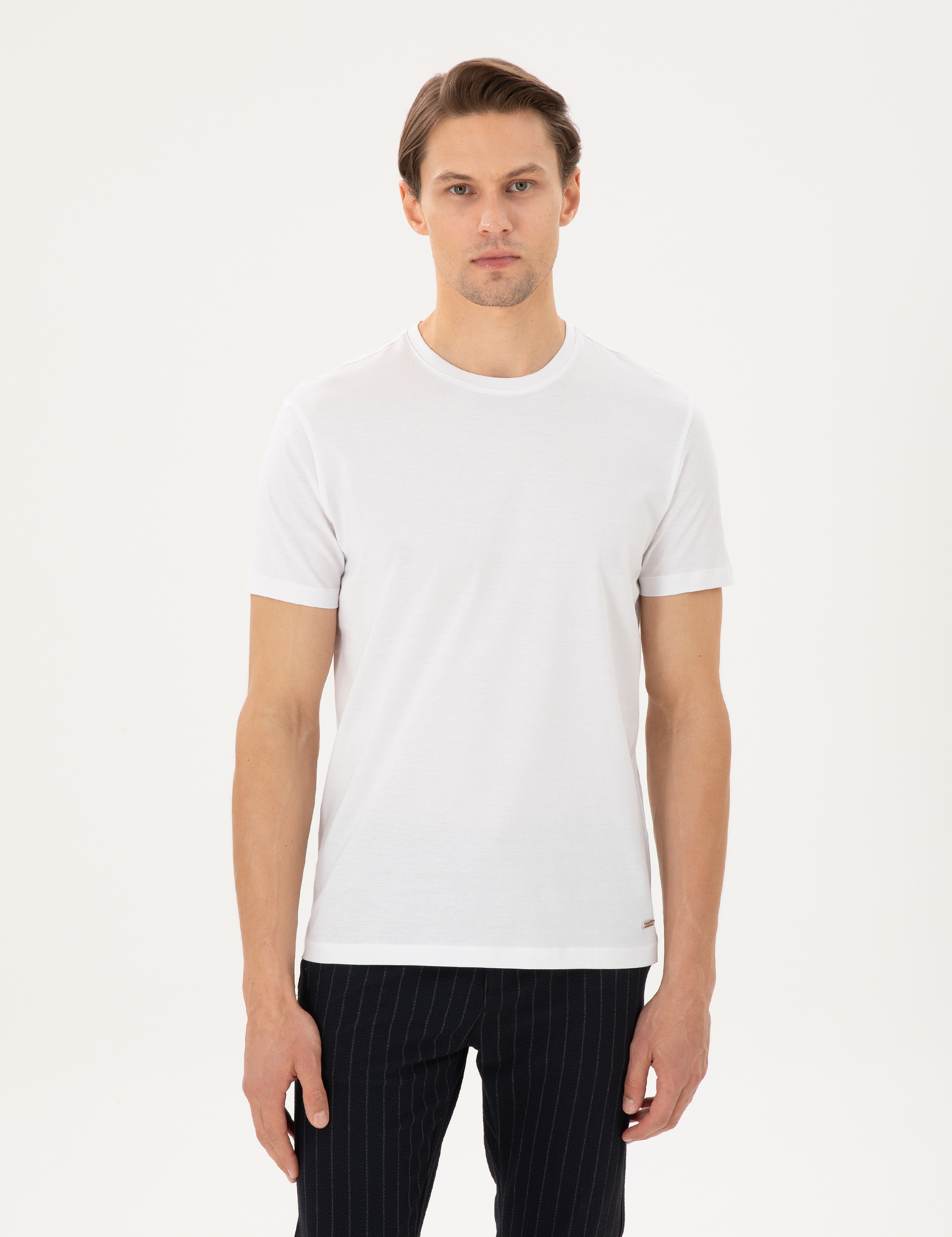 Beyaz Slim Fit Tişört - Image 1