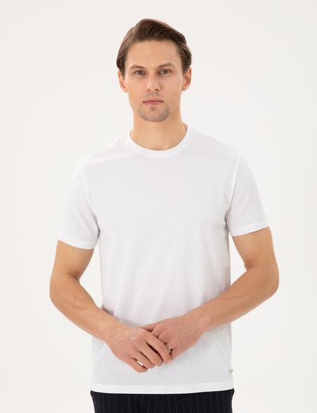 Beyaz Slim Fit Tişört - 50292118004