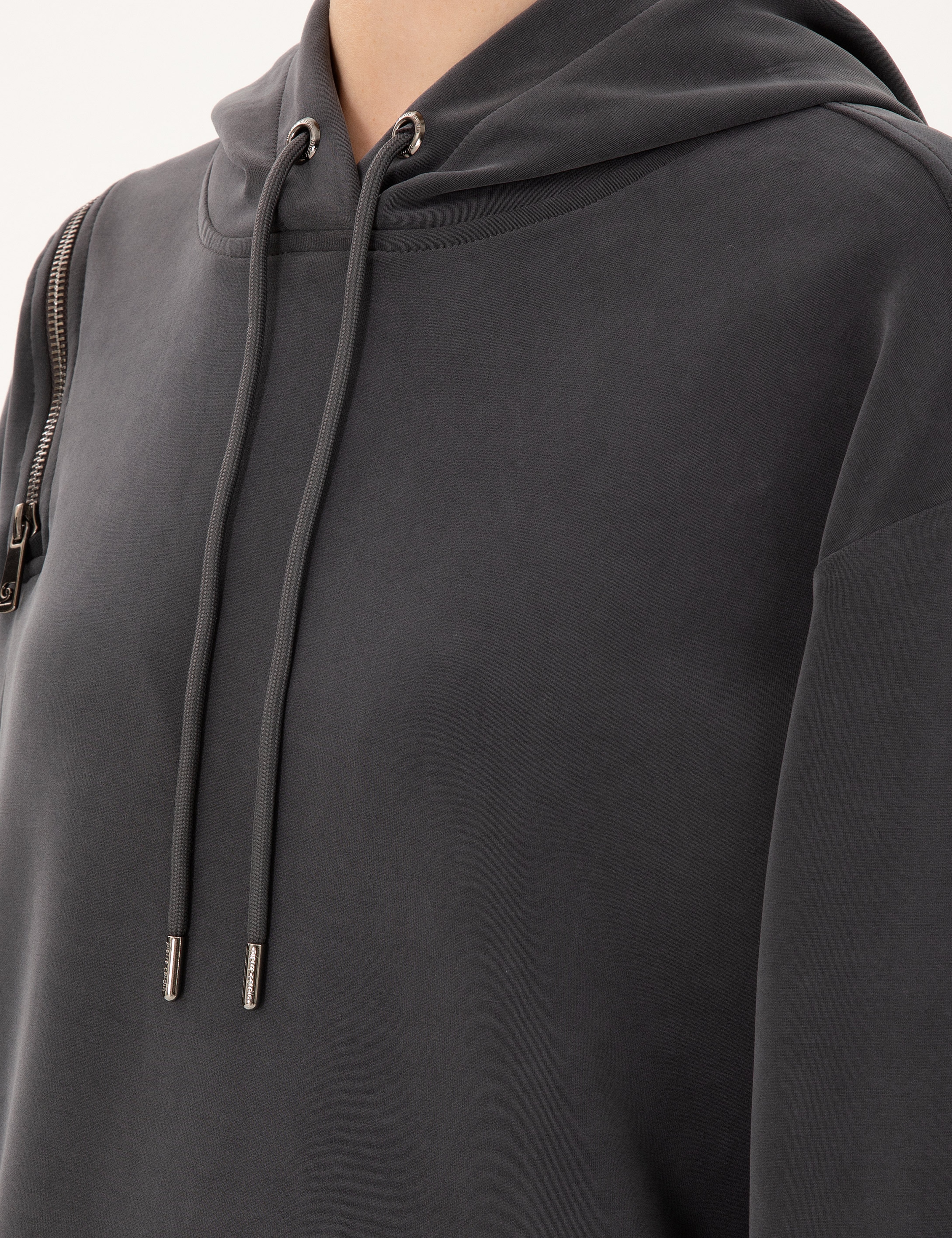 Antrasit Oversize Modal Kumaş Sweatshirt - Image 7