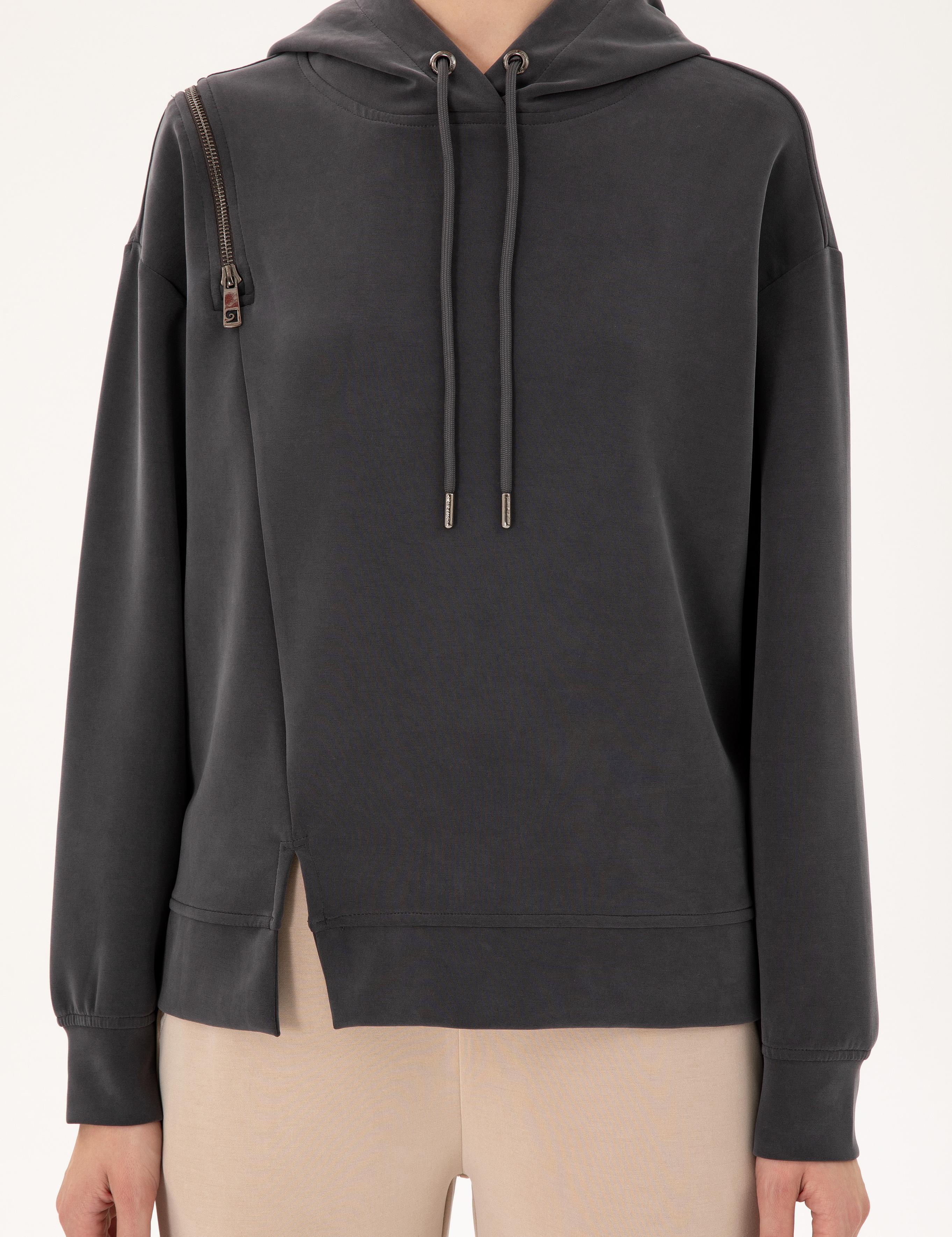 Antrasit Oversize Modal Kumaş Sweatshirt