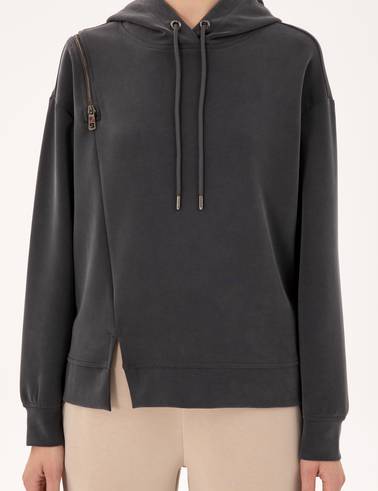 Antrasit Oversize Modal Kumaş Sweatshirt