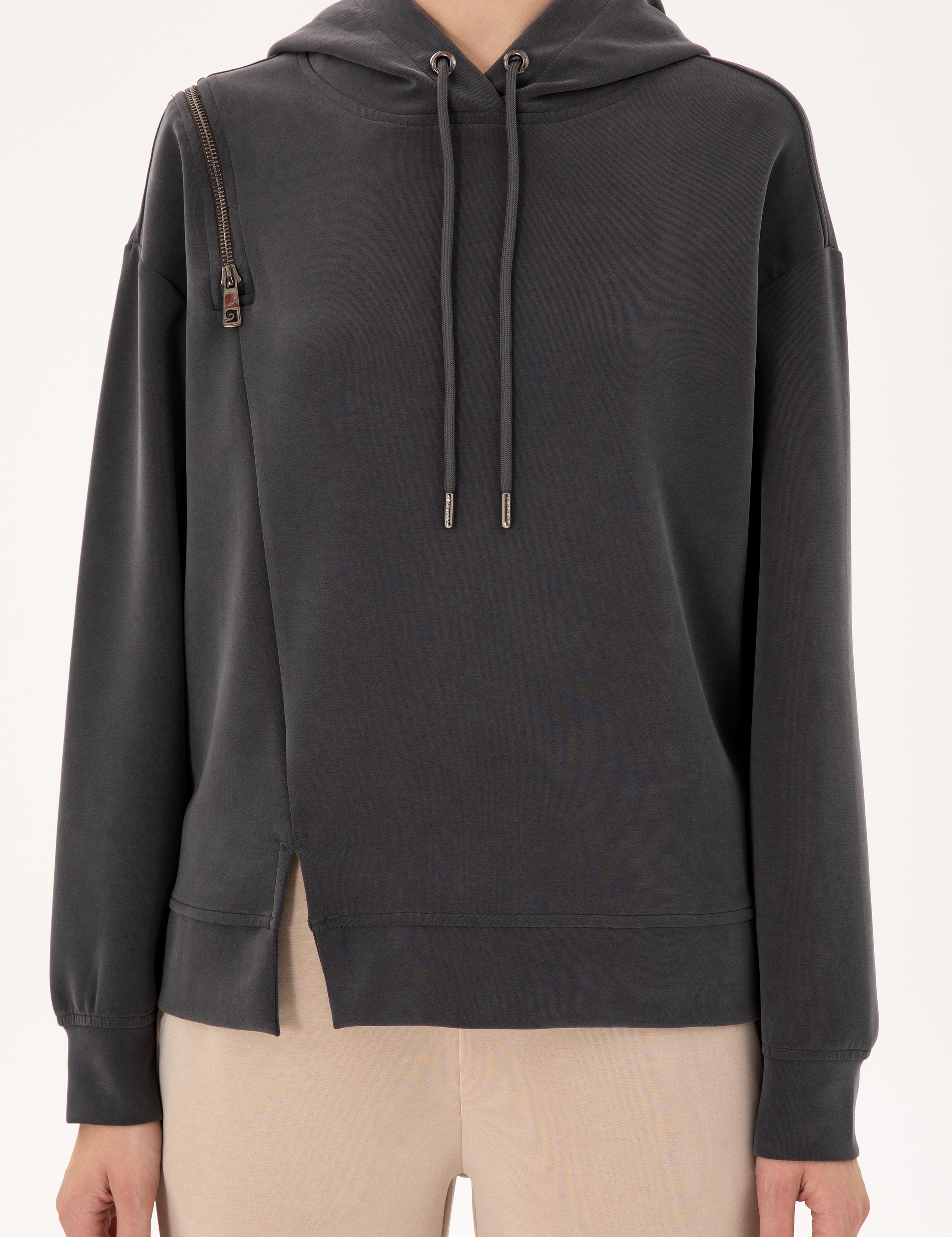 Antrasit Oversize Modal Kumaş Sweatshirt - Image 6