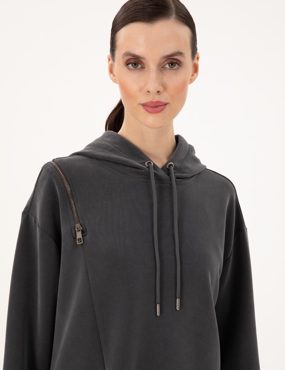 Antrasit Oversize Modal Kumaş Sweatshirt - 50290980026