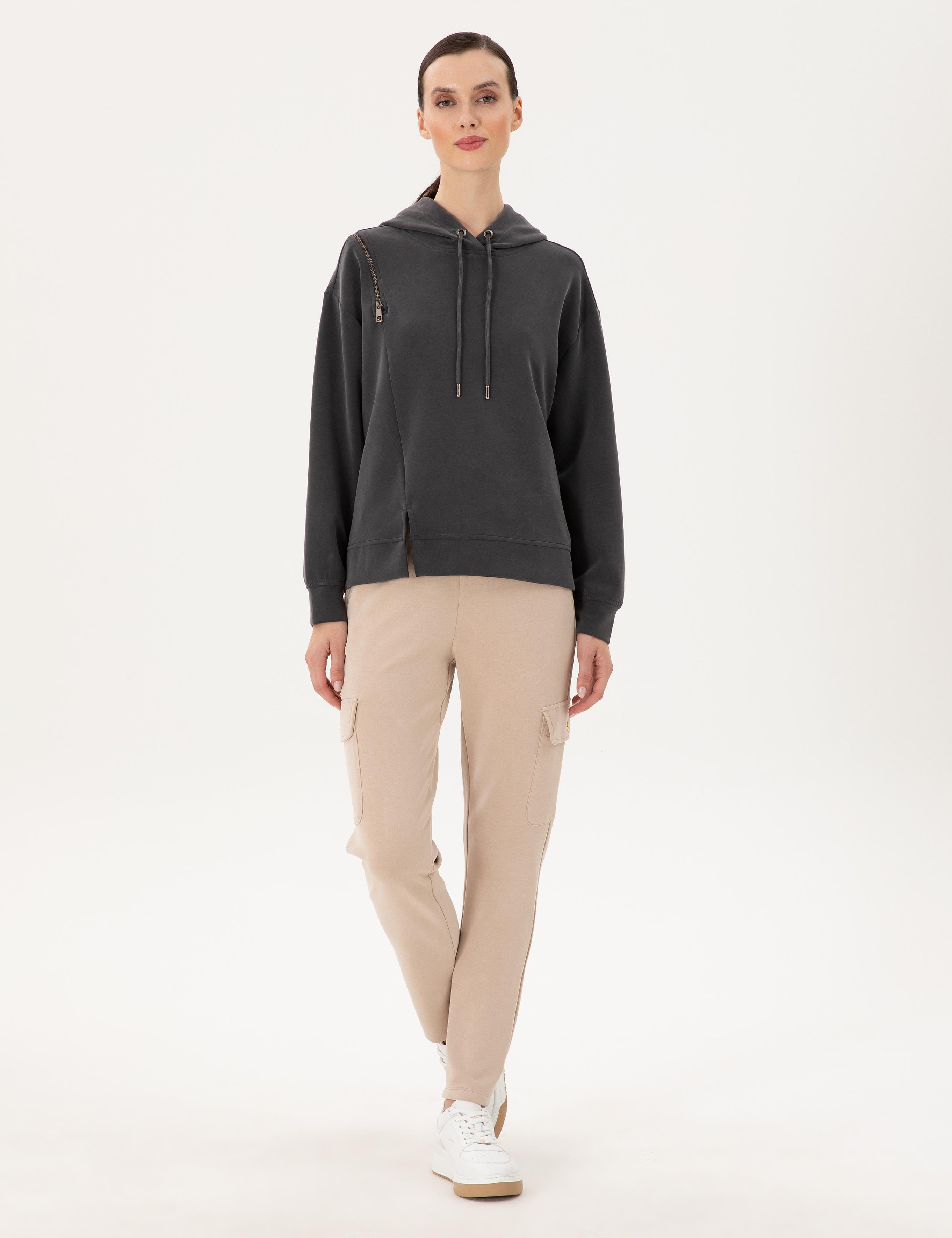 Antrasit Oversize Modal Kumaş Sweatshirt
