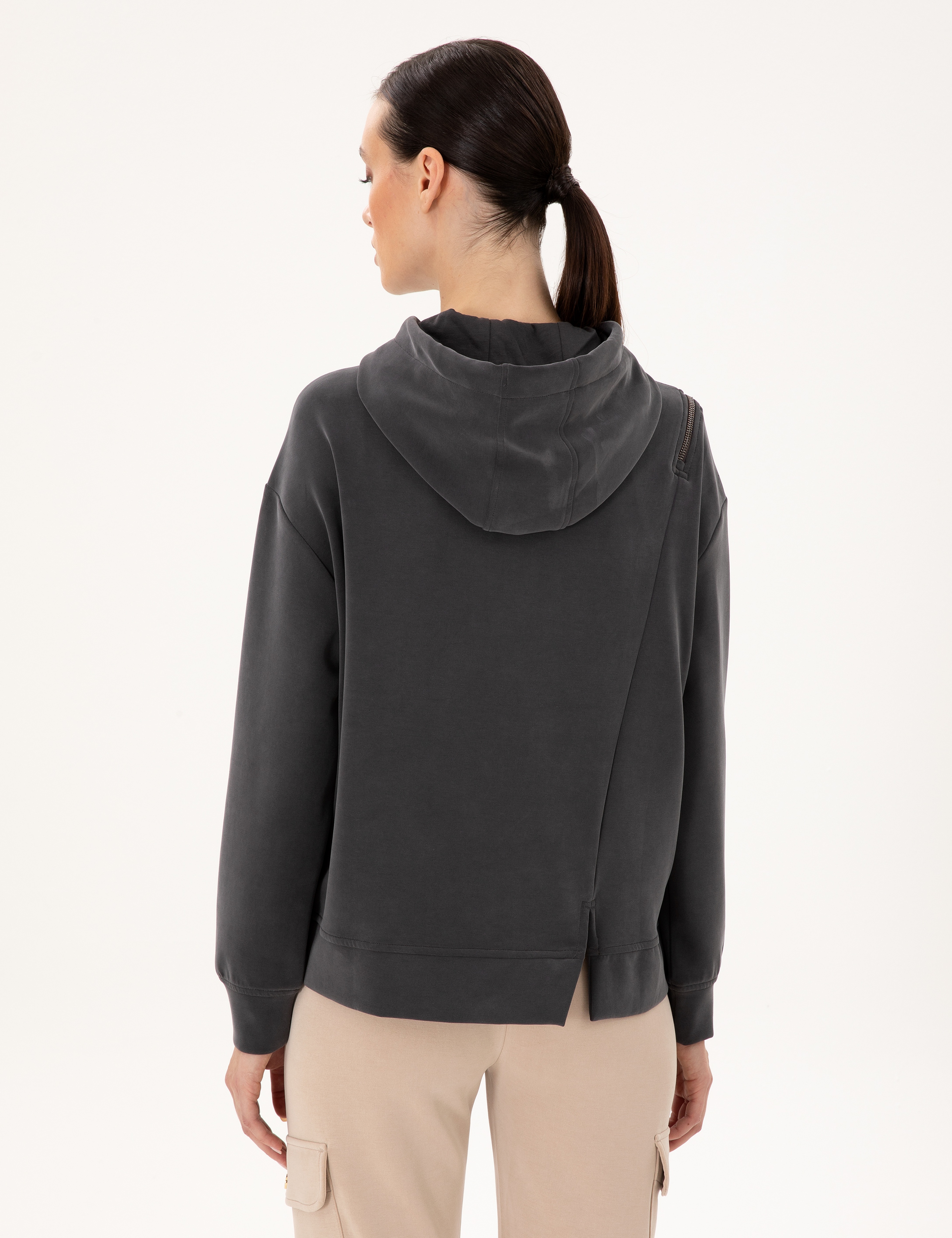 Antrasit Oversize Modal Kumaş Sweatshirt