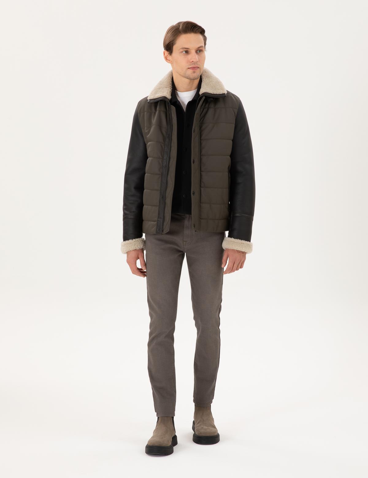 Haki Deri Ceket - 50303444001