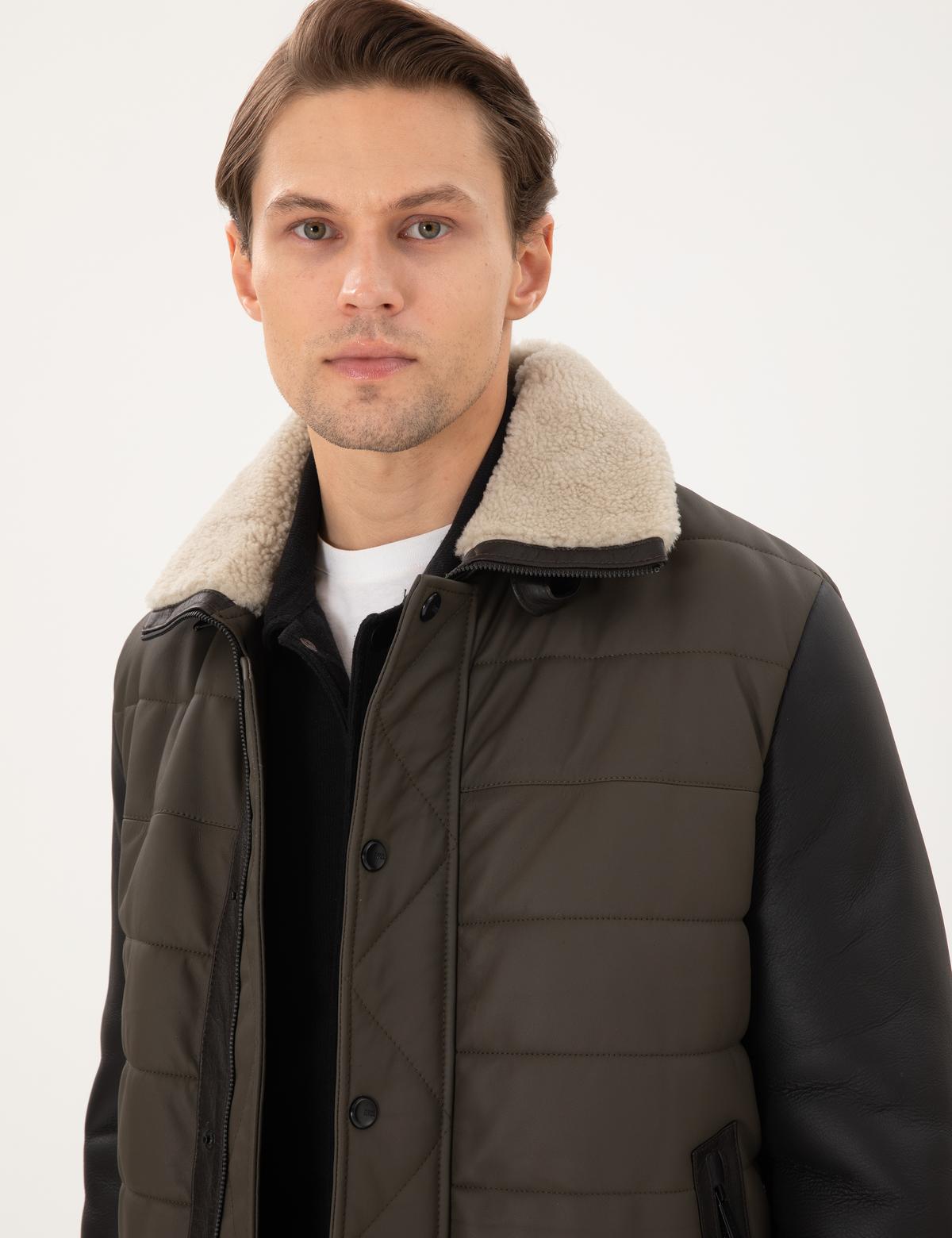 Haki Deri Ceket - 50303444001