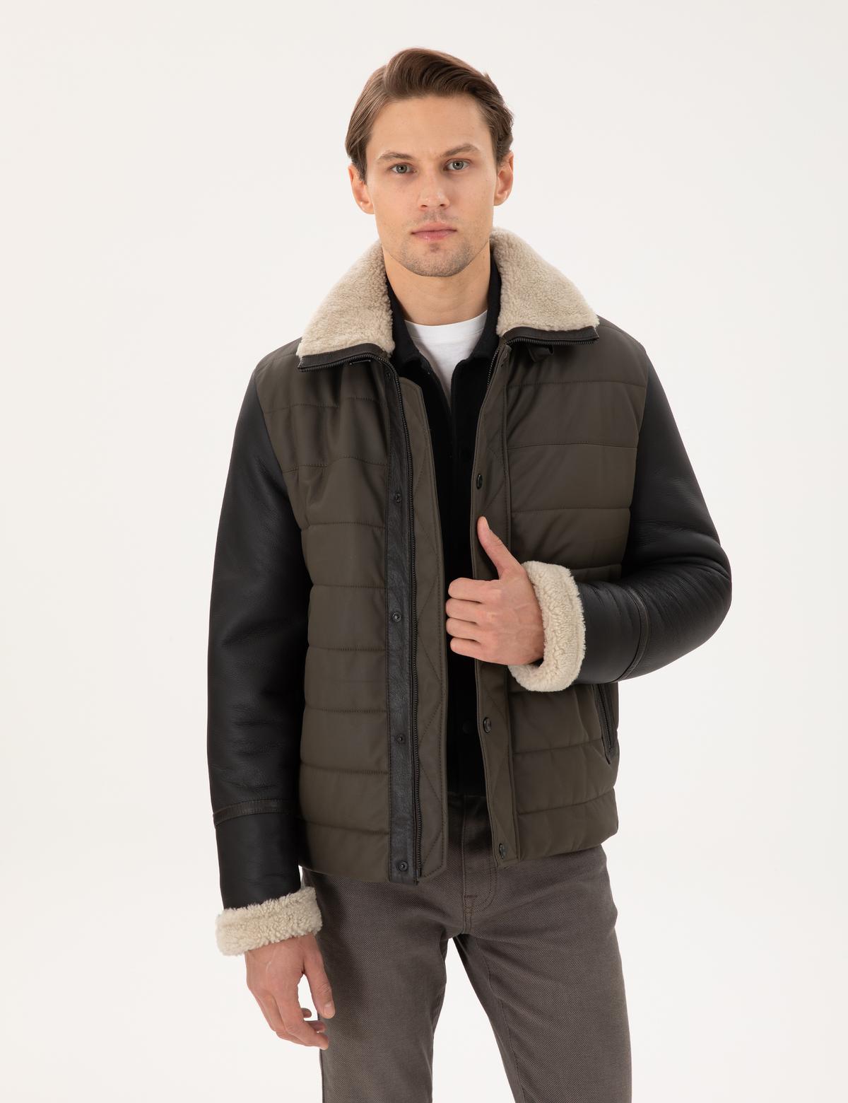 Haki Deri Ceket - 50303444001