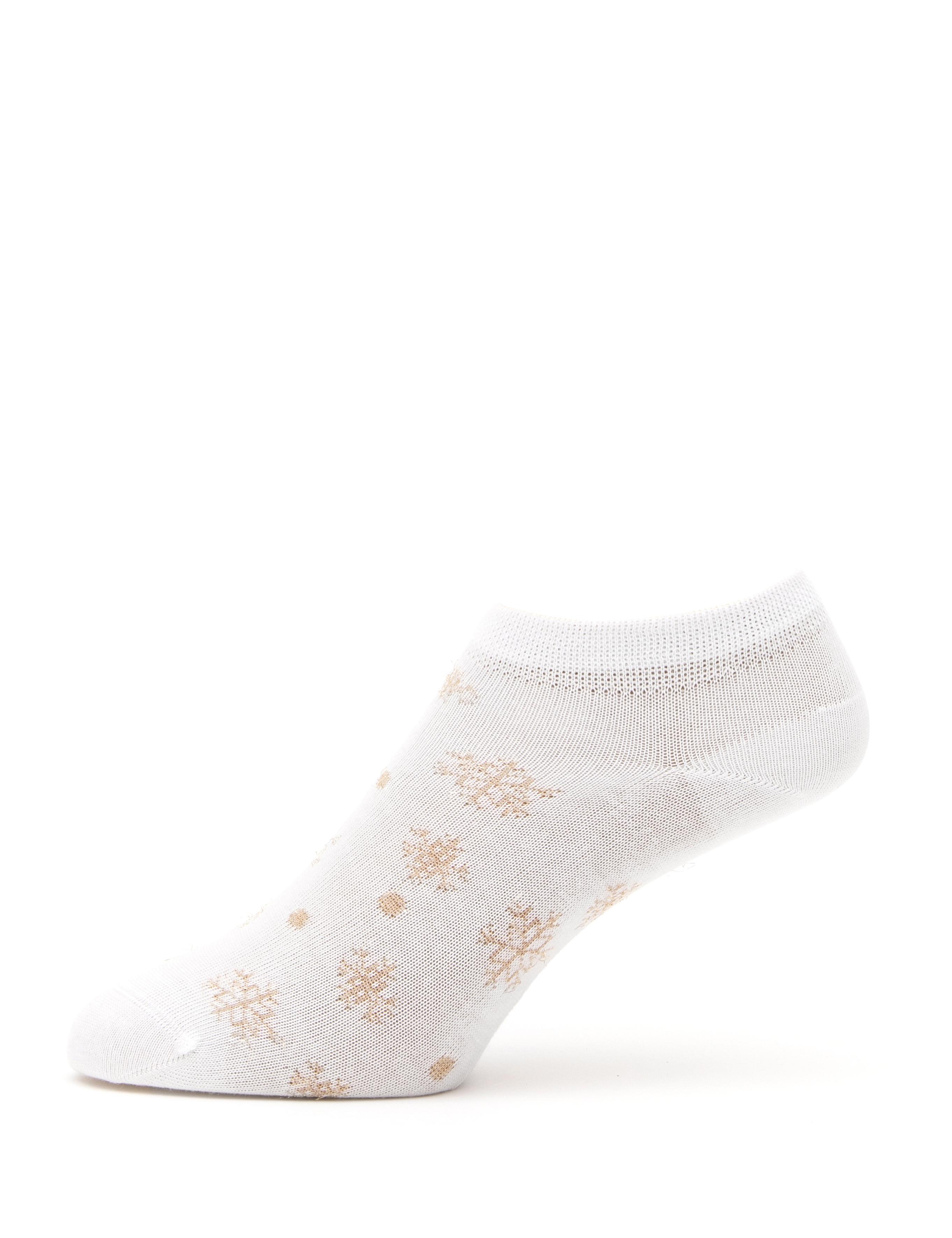 Kadın Beyaz Desenli 2'li Patik Çorap