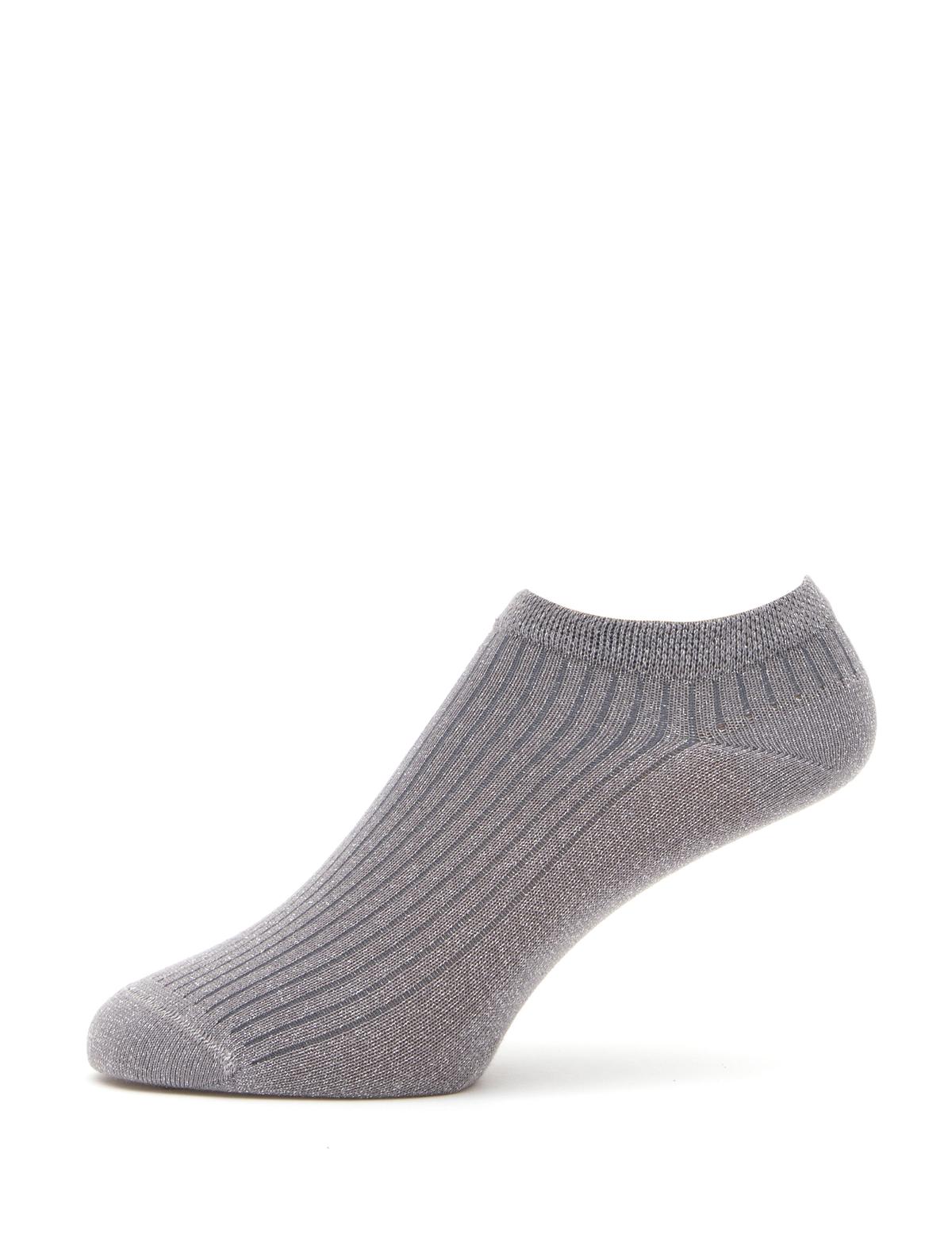 Kadın Siyah Simli 2'li Patik Çorap - 50301617002