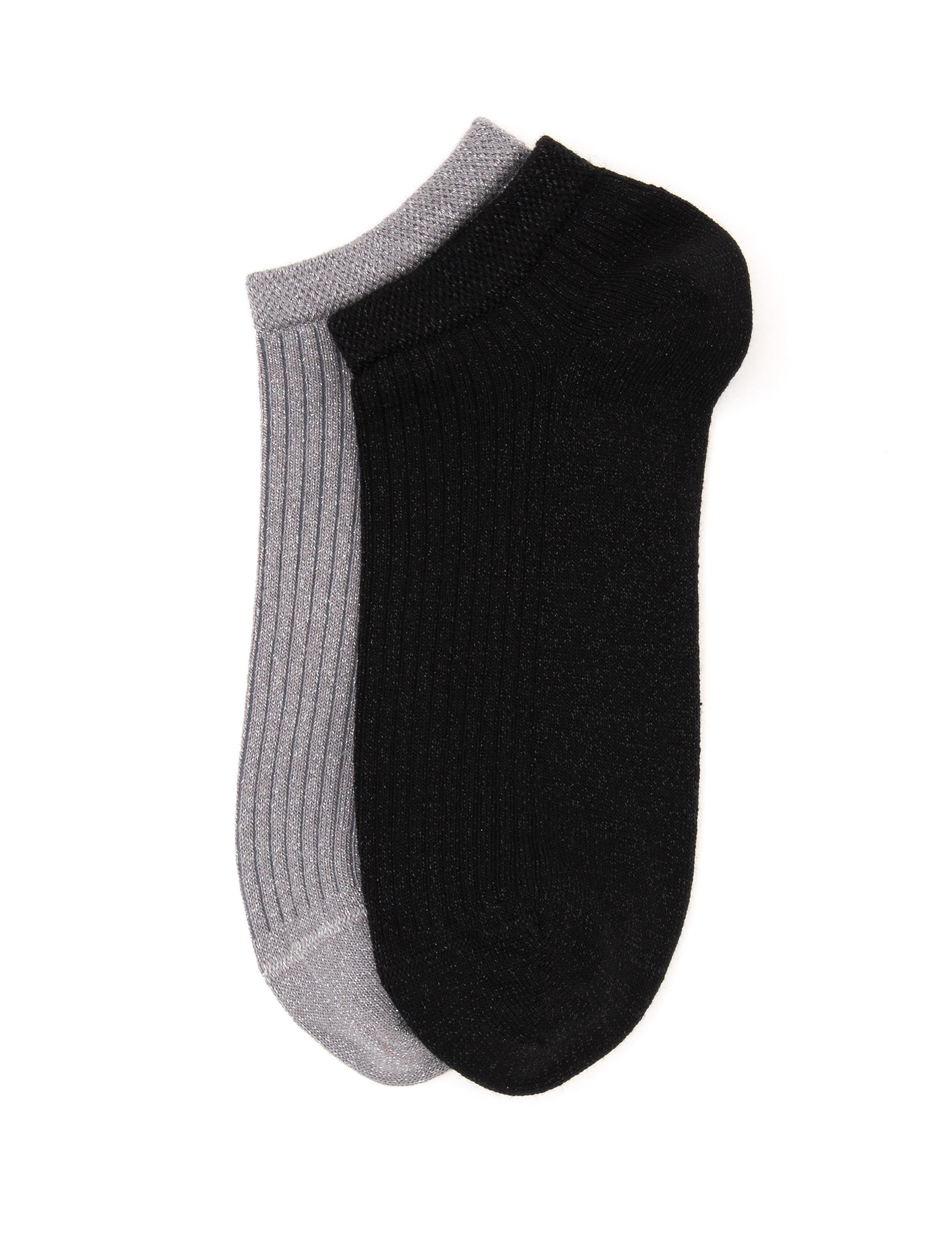 Kadın Siyah Simli 2'li Patik Çorap