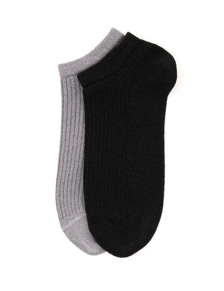 Kadın Siyah Simli 2'li Patik Çorap - 50301617002