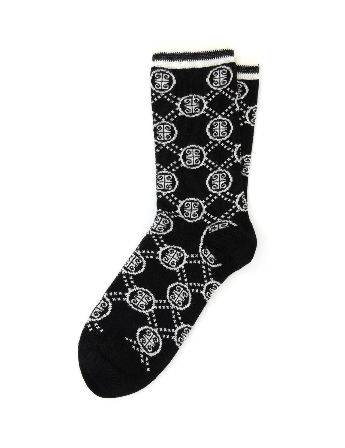 Kadın Siyah Jakarlı Çorap - 50301620002