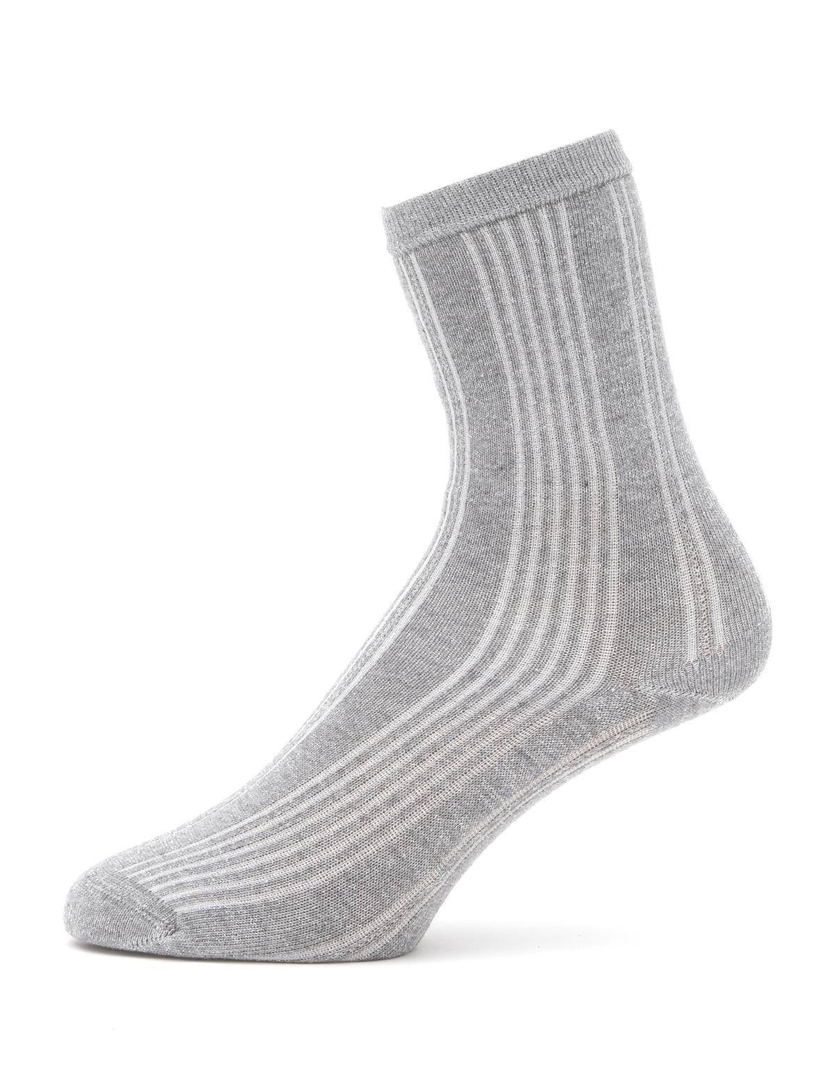 Kadın Gri Simli Soket Çorap