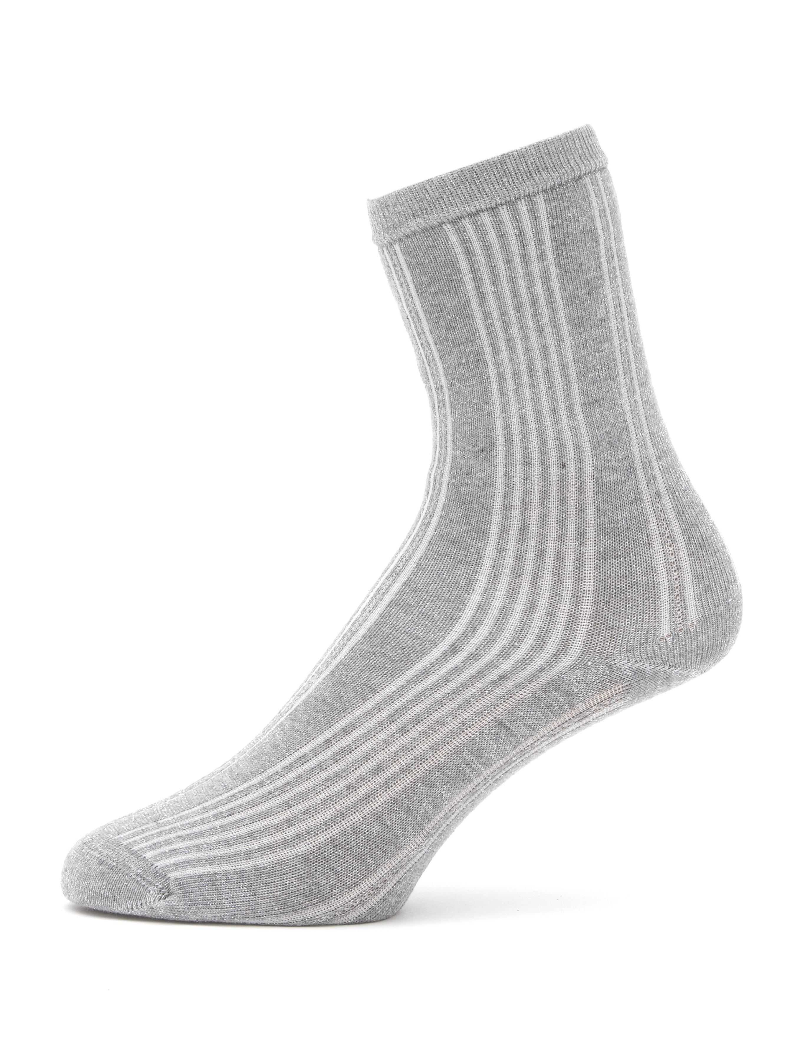 Kadın Gri Simli Soket Çorap