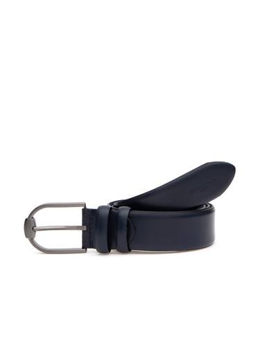 Lacivert %100 Deri Denim Kemer