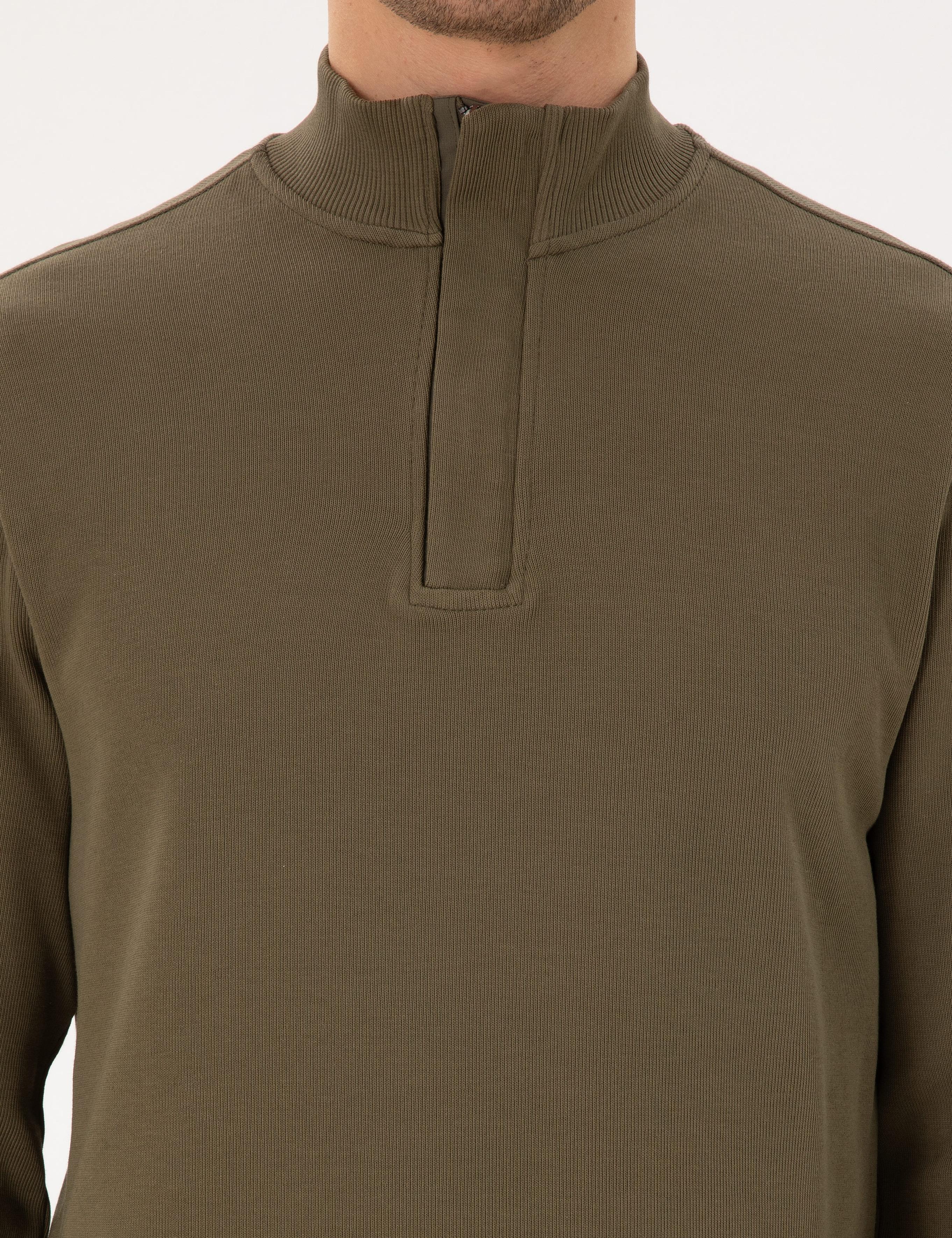 Koyu Haki Regular Fit Sweatshirt