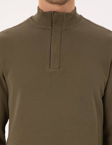 Koyu Haki Regular Fit Sweatshirt