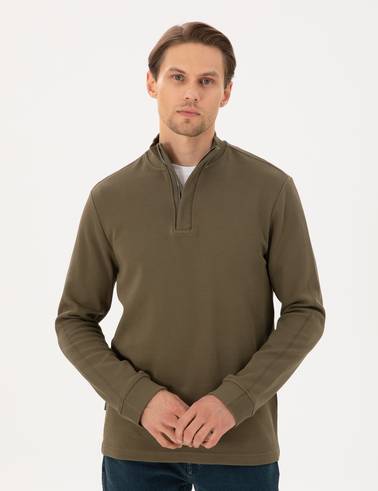 Koyu Haki Regular Fit Sweatshirt