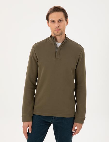 Koyu Haki Regular Fit Sweatshirt - 50296505021