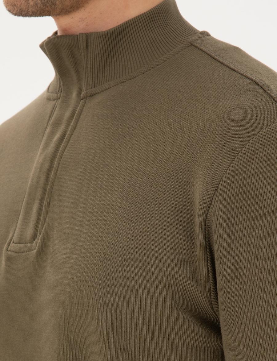 Koyu Haki Regular Fit Sweatshirt