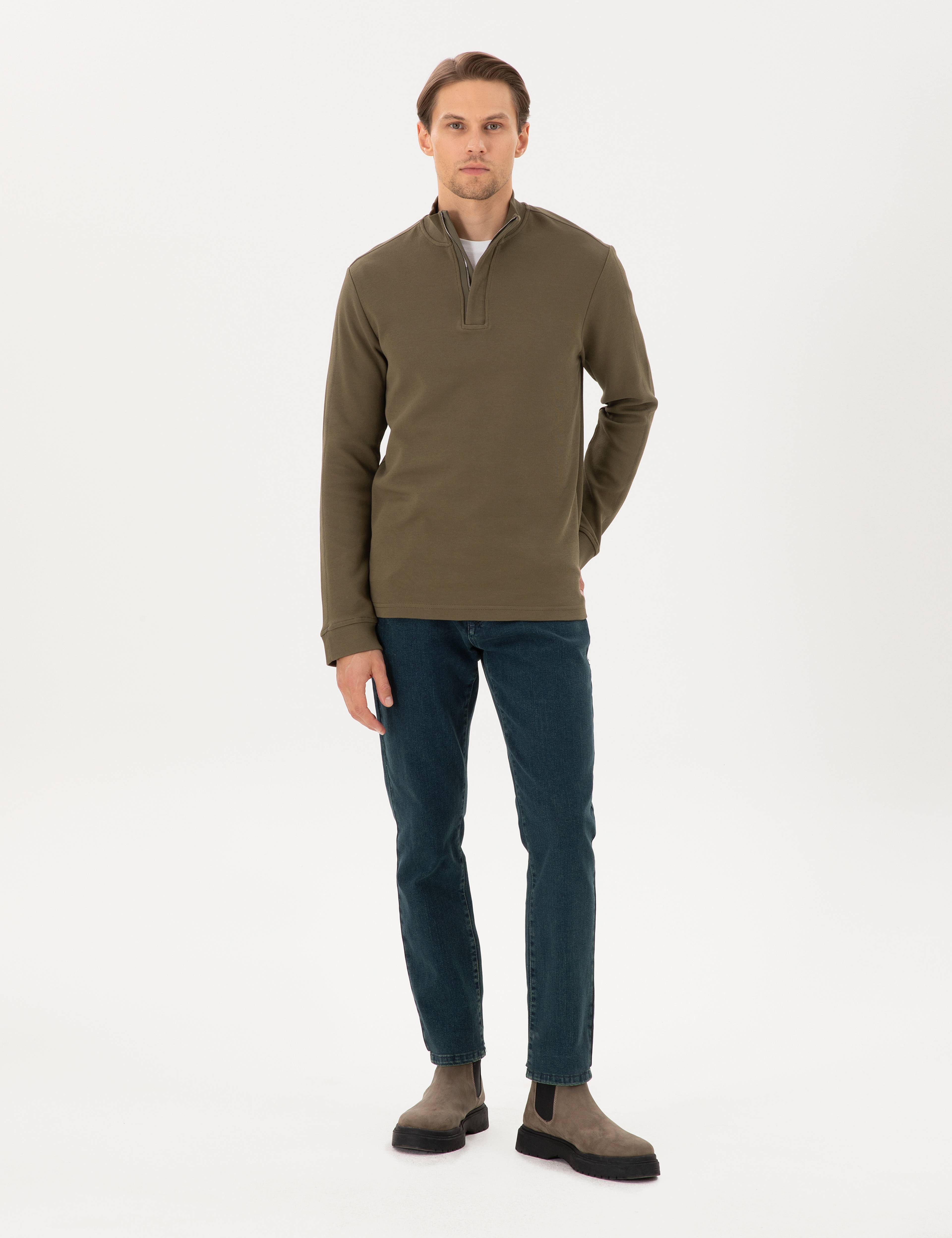 Koyu Haki Regular Fit Sweatshirt - Image 4