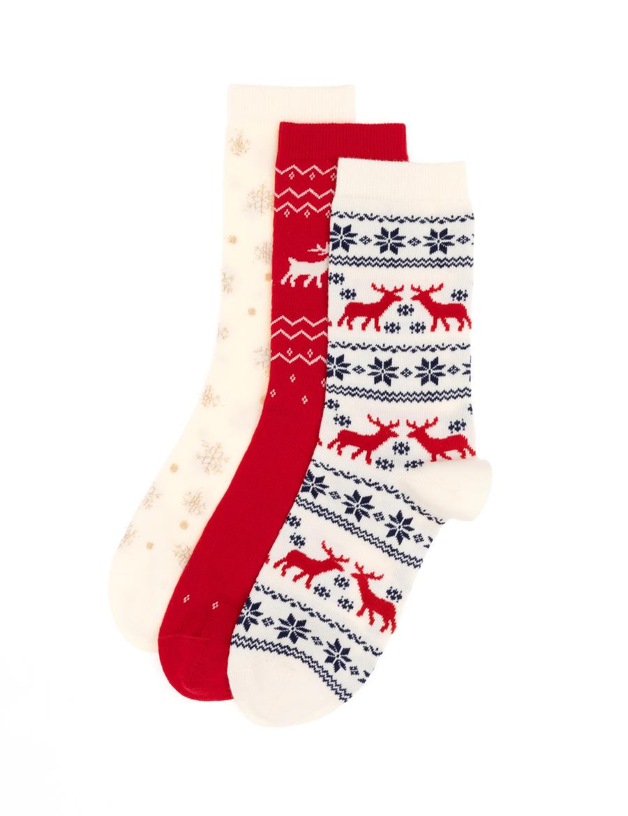 Kadın Kutulu Kırmızı 3'lü Yılbaşı Çorabı