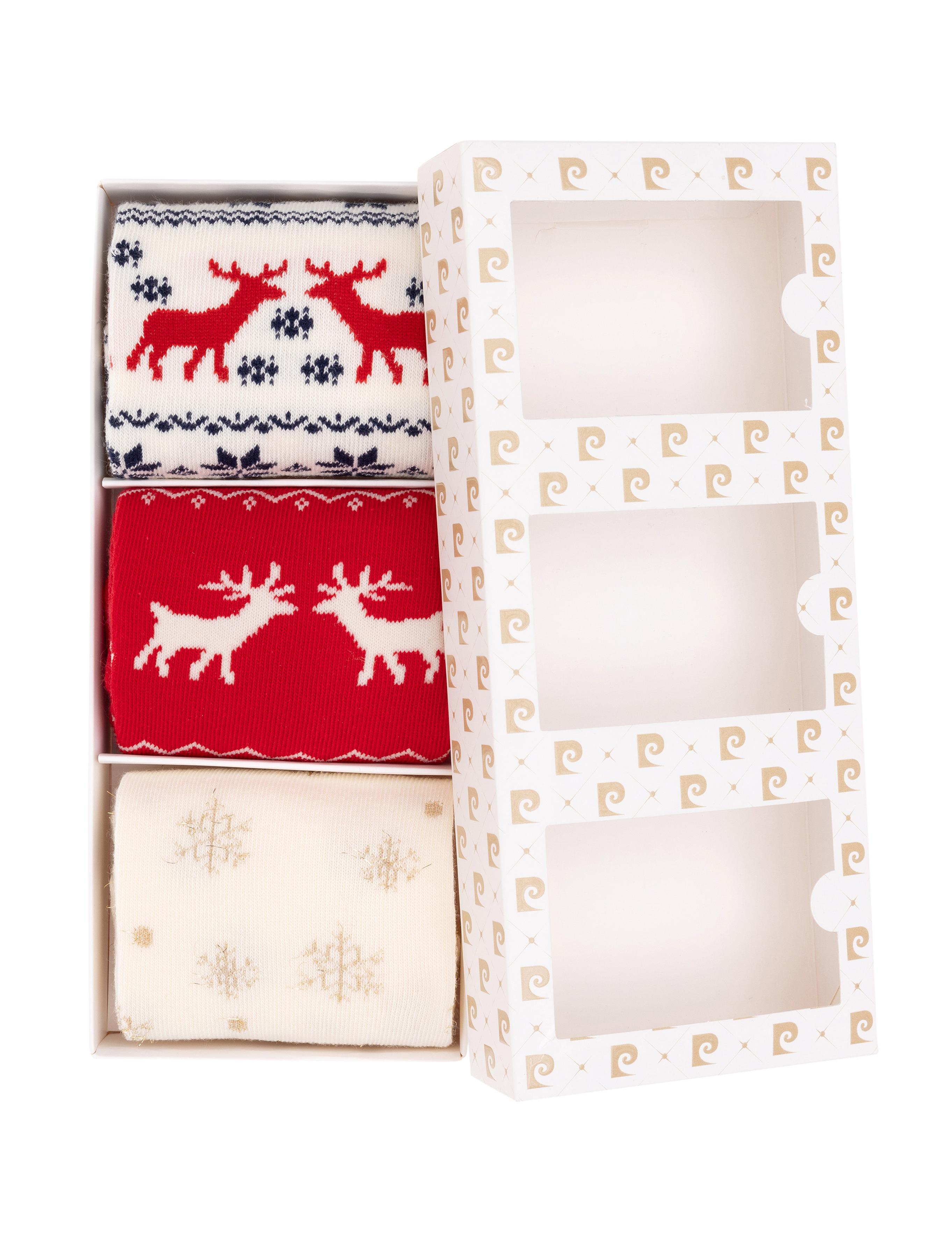 Kadın Kutulu Kırmızı 3'lü Yılbaşı Çorabı