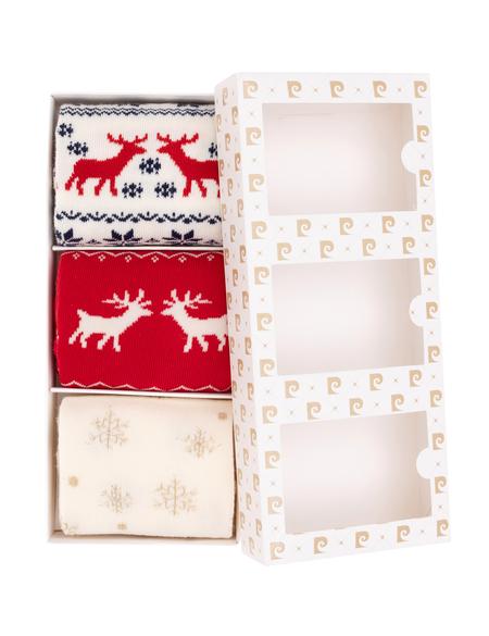 Kadın Kutulu Kırmızı 3'lü Yılbaşı Çorabı - 50301633002