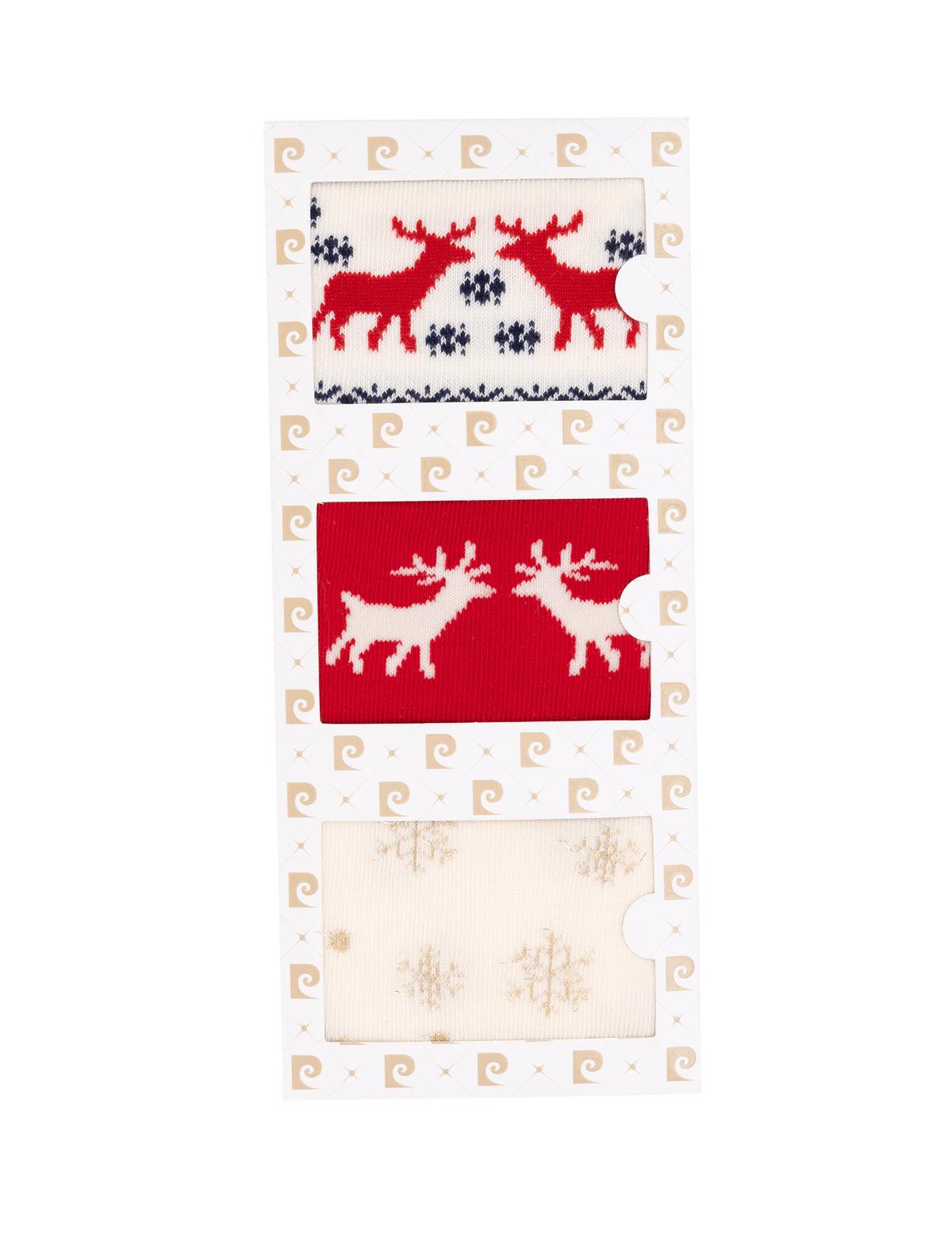 Kadın Kutulu Kırmızı 3'lü Yılbaşı Çorabı - 50301633002