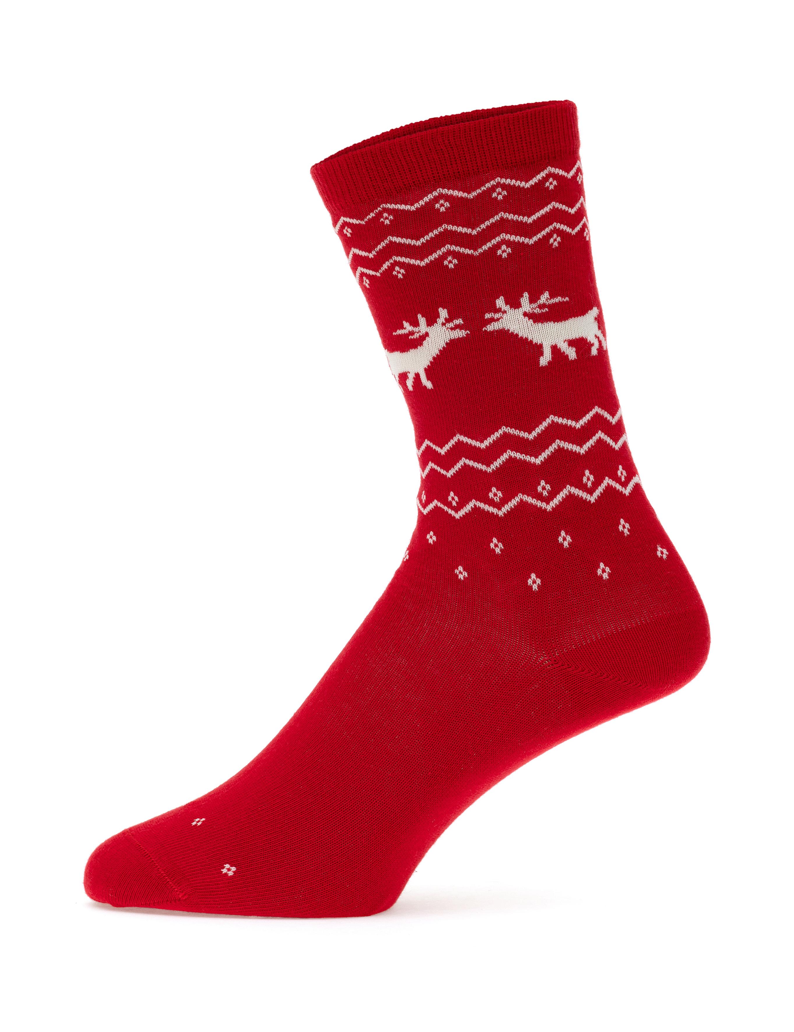 Kadın Kutulu Kırmızı 3'lü Yılbaşı Çorabı