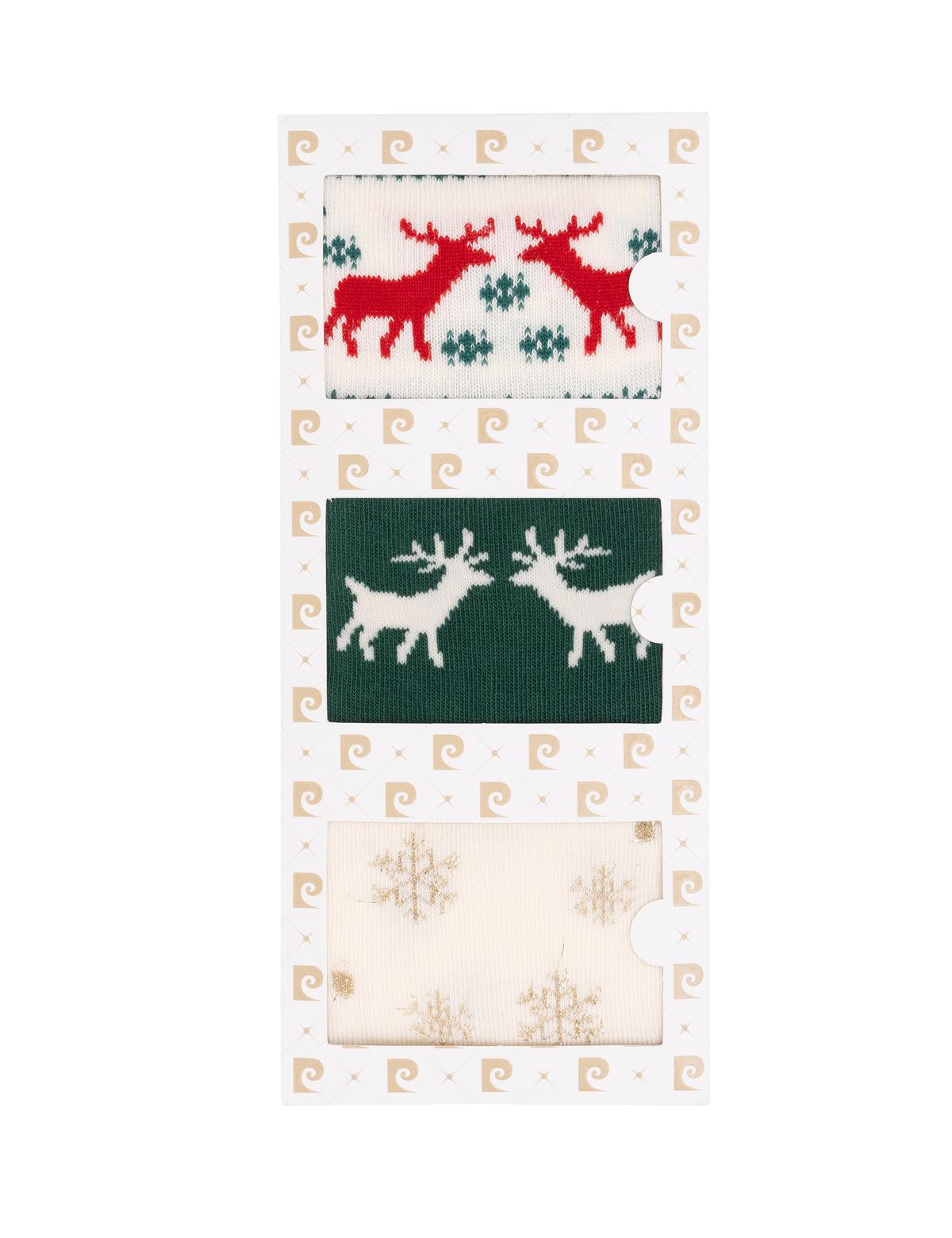 Kadın Kutulu Ekru 3'lü Yılbaşı Çorabı - 50301633001