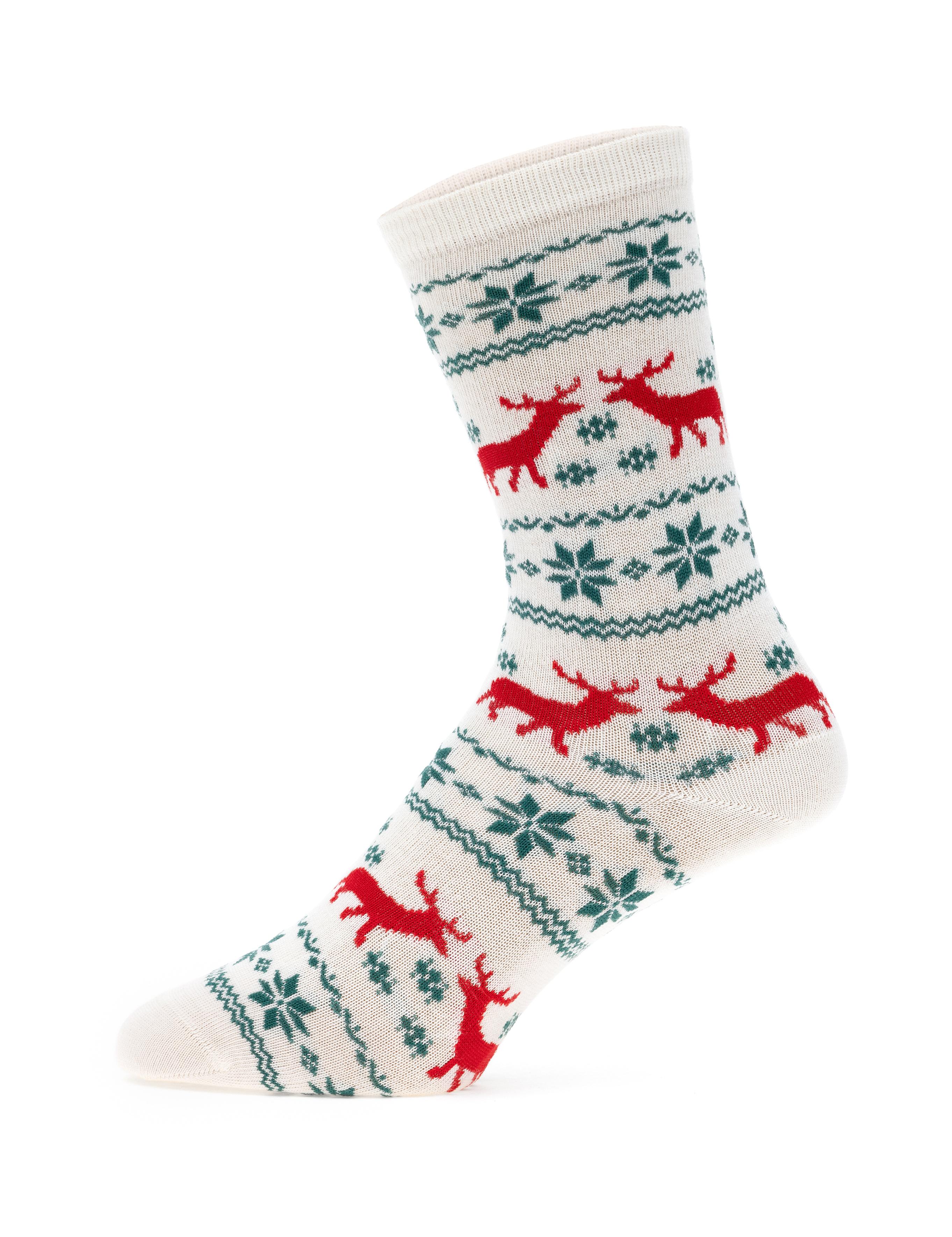 Kadın Kutulu Ekru 3'lü Yılbaşı Çorabı