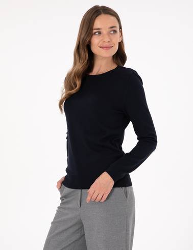 Lacivert Slim Fit Basic Kazak