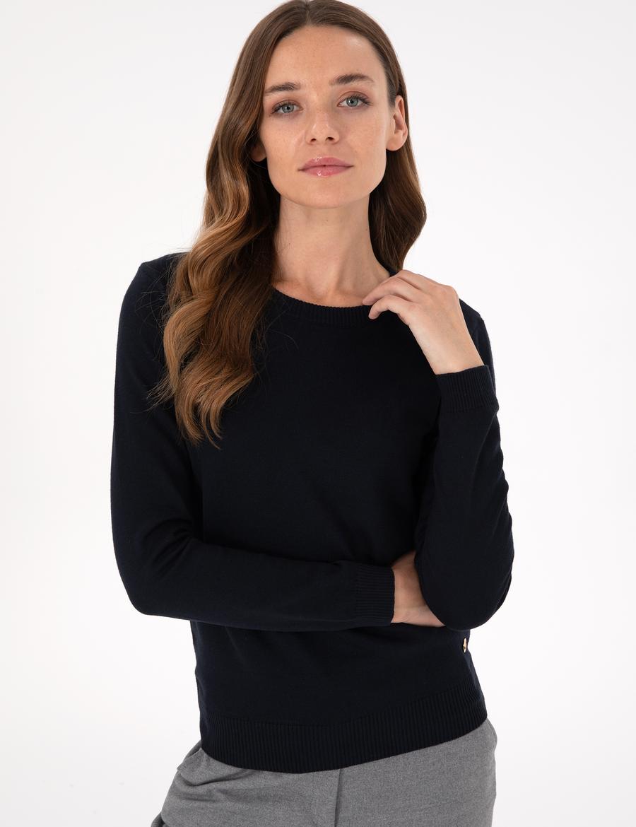 Lacivert Slim Fit Basic Kazak