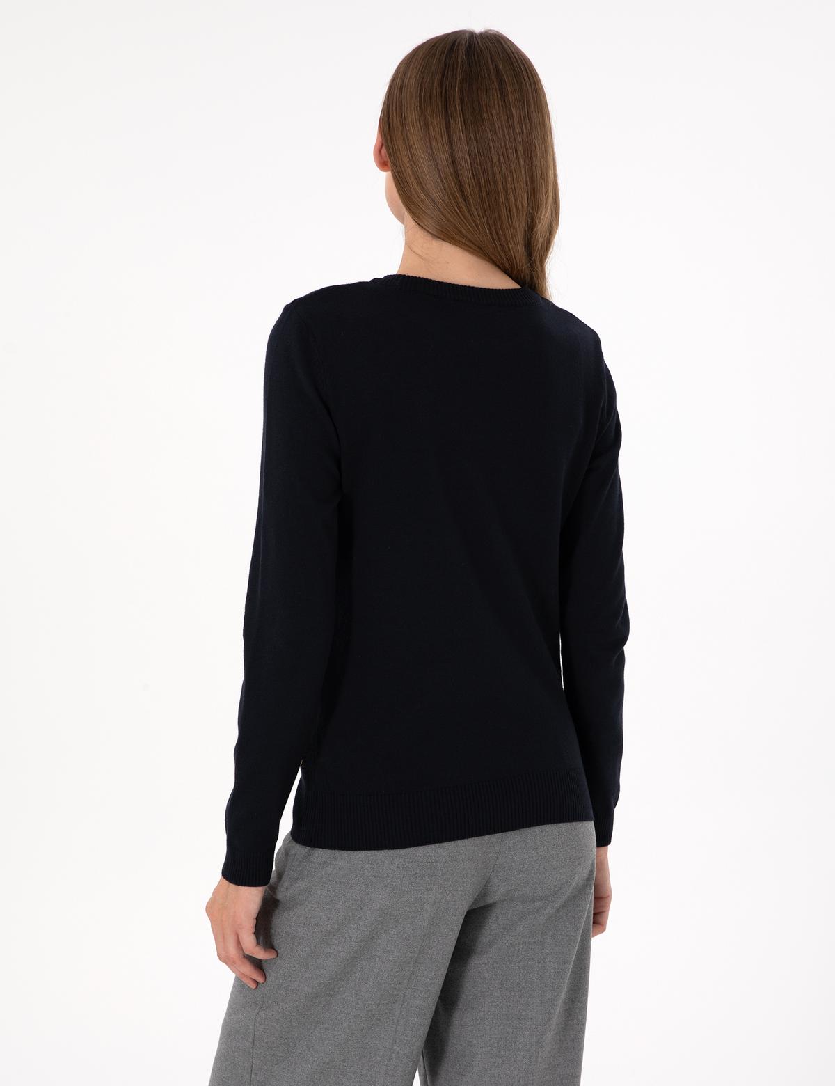 Lacivert Slim Fit Basic Kazak - 50300769033