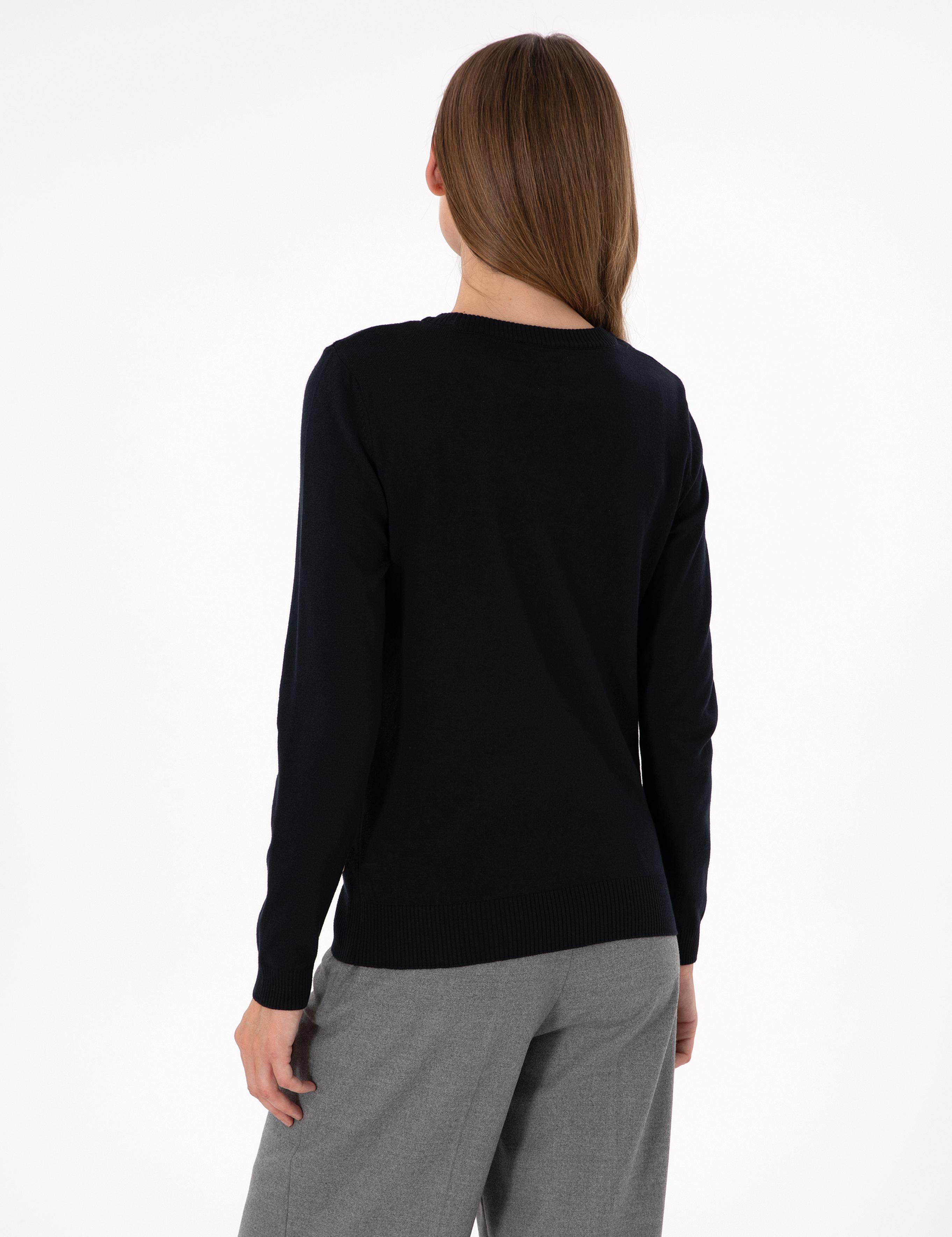 Lacivert Slim Fit Basic Kazak