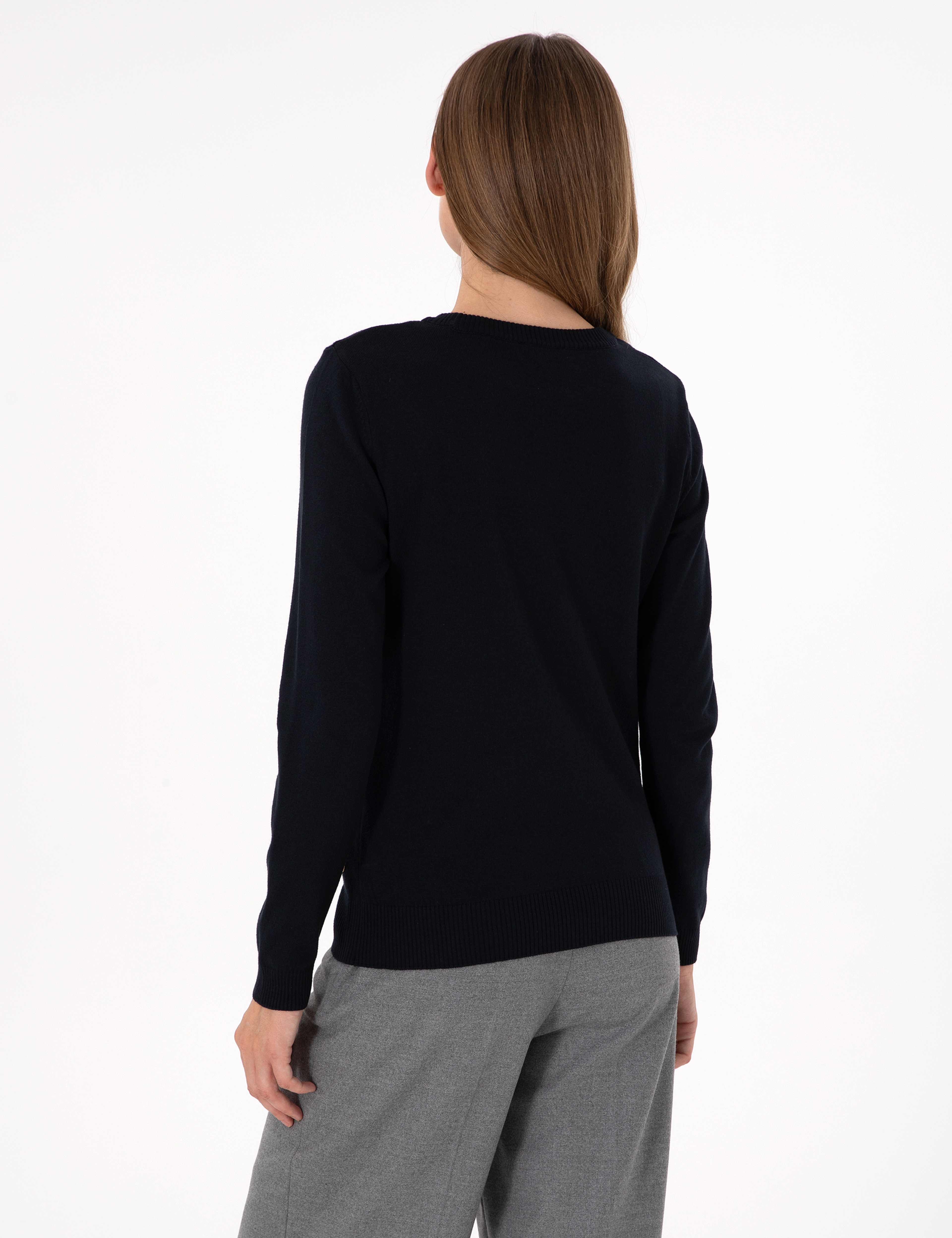 Lacivert Slim Fit Basic Kazak - Image 5