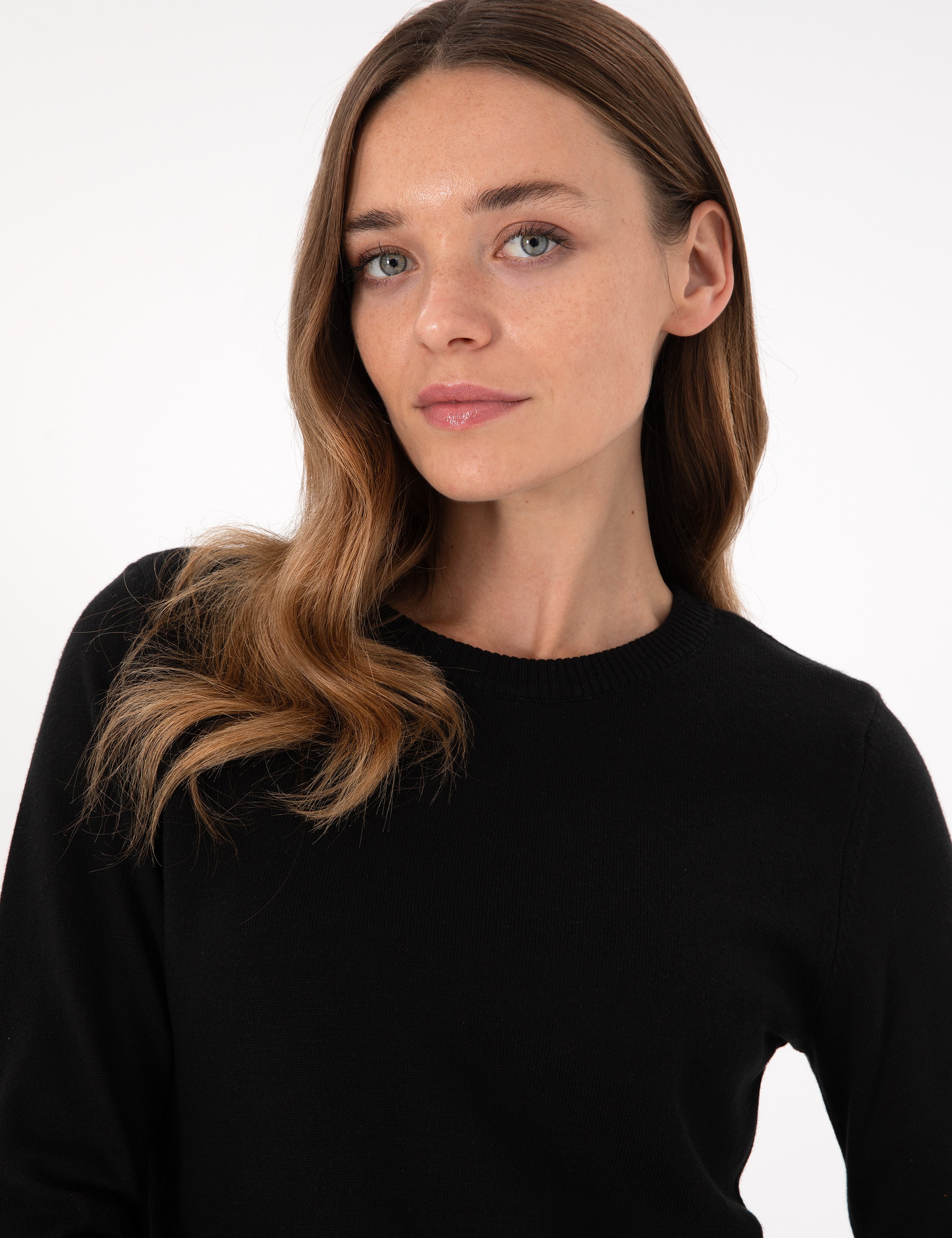 Siyah Slim Fit Basic Kazak - Image 2