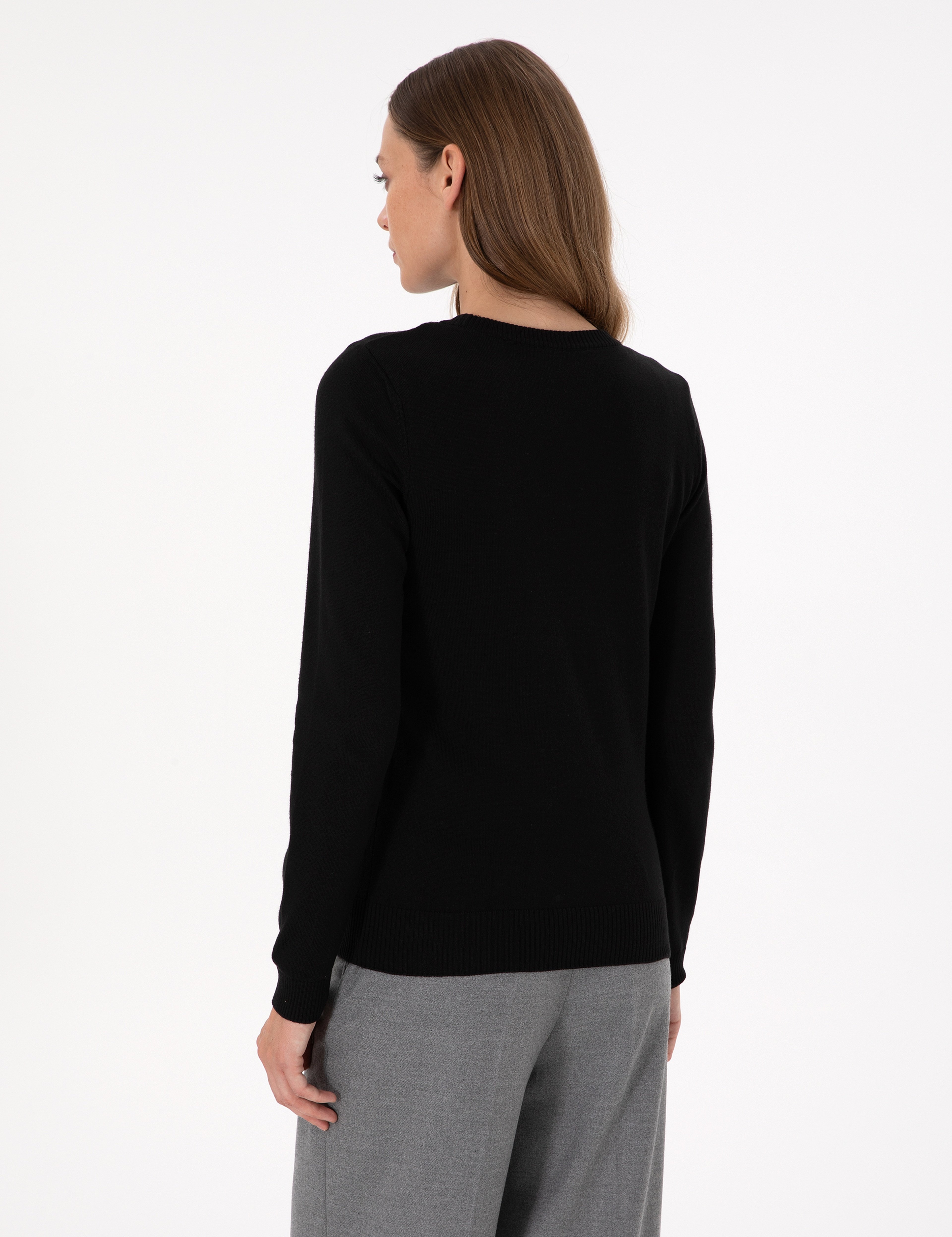 Siyah Slim Fit Basic Kazak