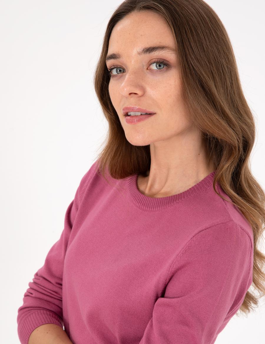 Gül Kurusu Slim Fit Basic Kazak