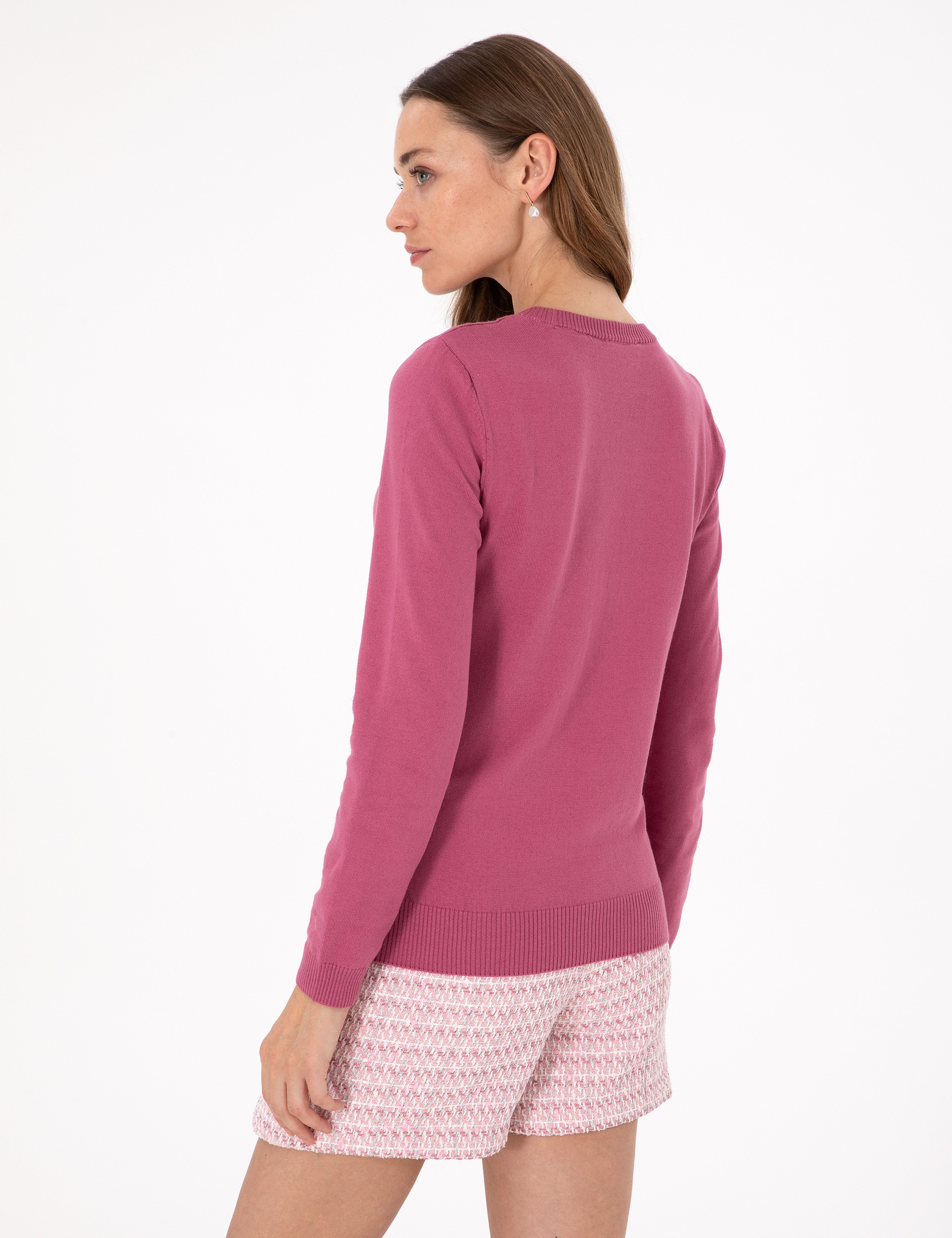 Gül Kurusu Slim Fit Basic Kazak