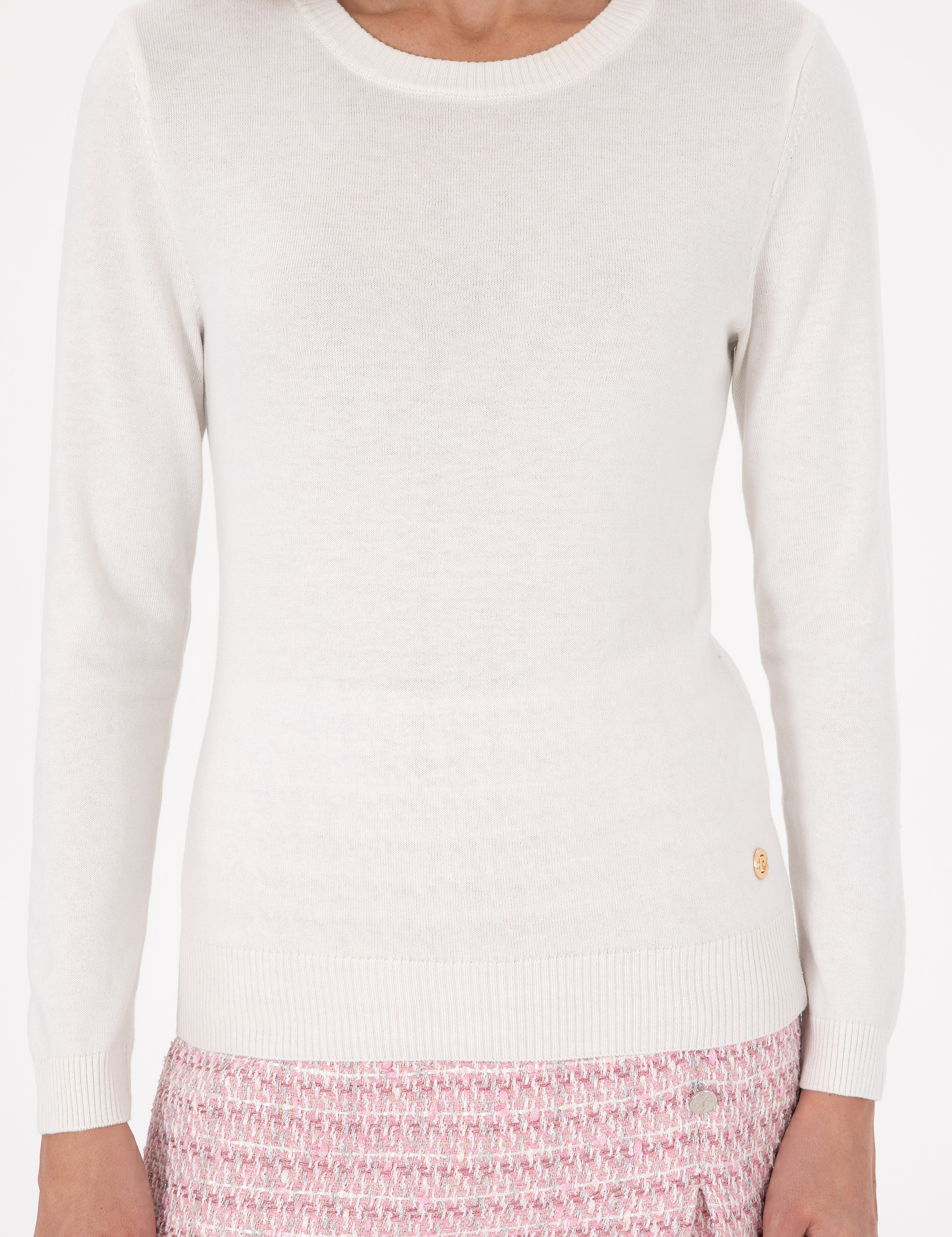 Ekru Slim Fit Basic Kazak - Image 6