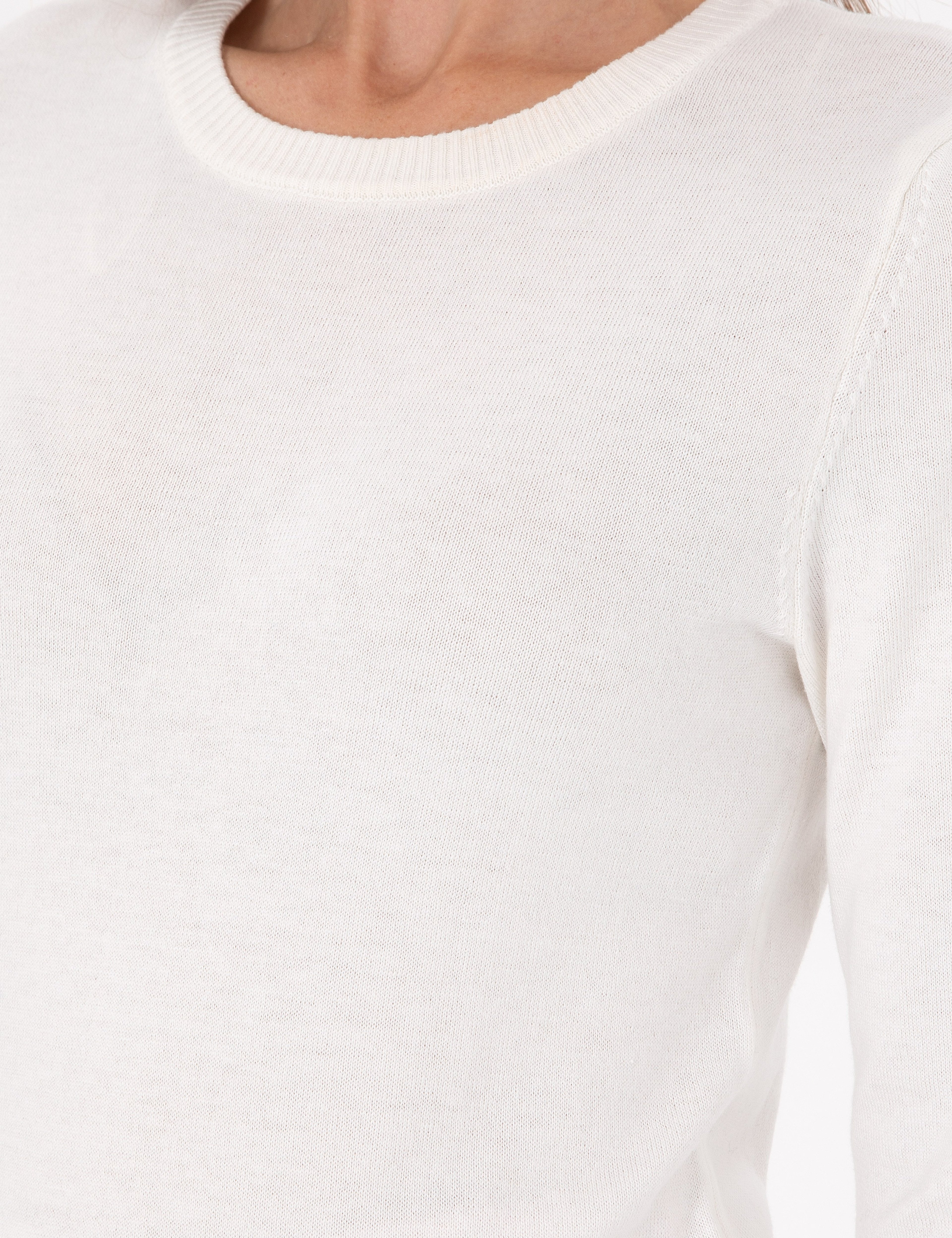 Ekru Slim Fit Basic Kazak - Image 7